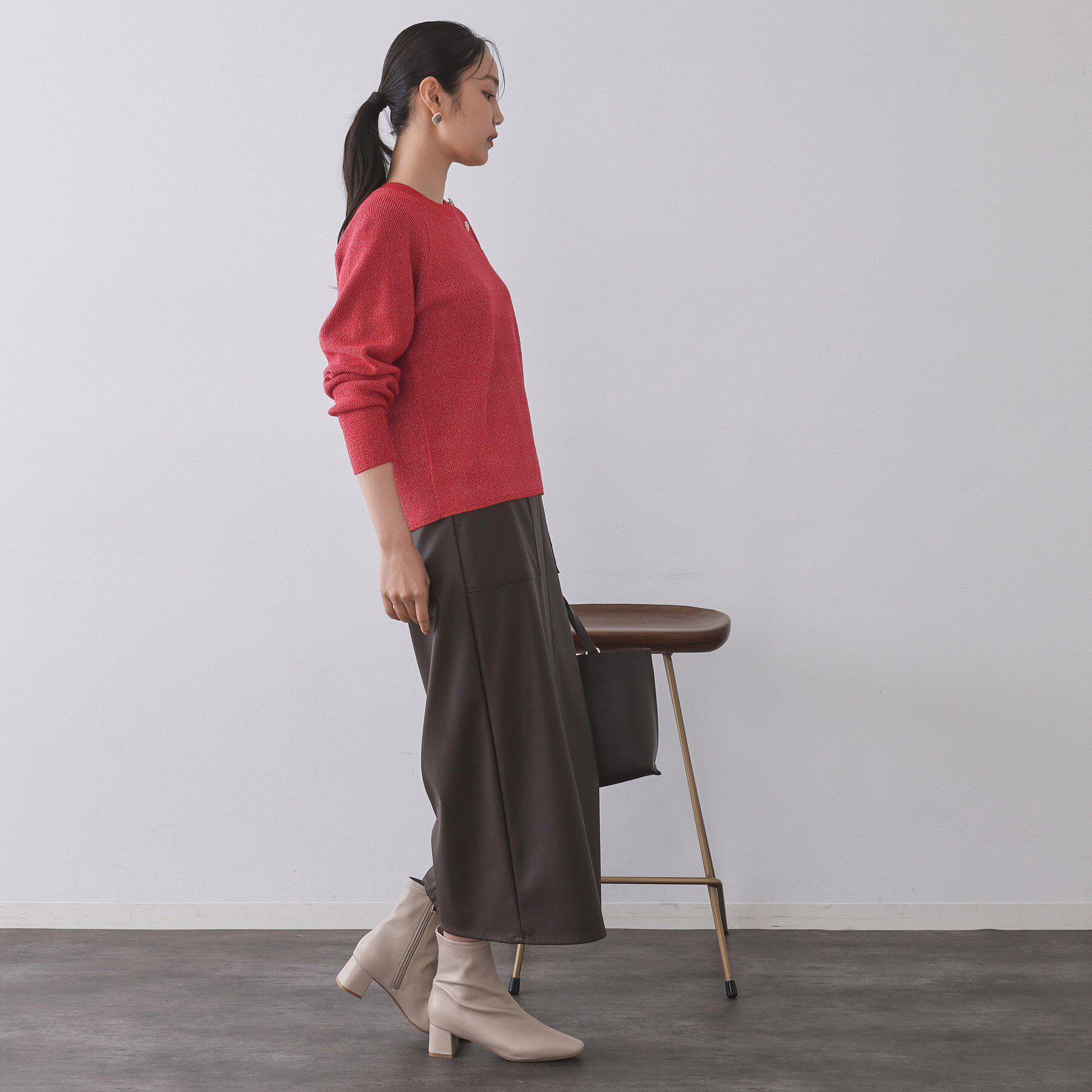 OPAQUE.CLIP「ボタンデザインラメニット【洗濯機OK】」|ニット・セーター|