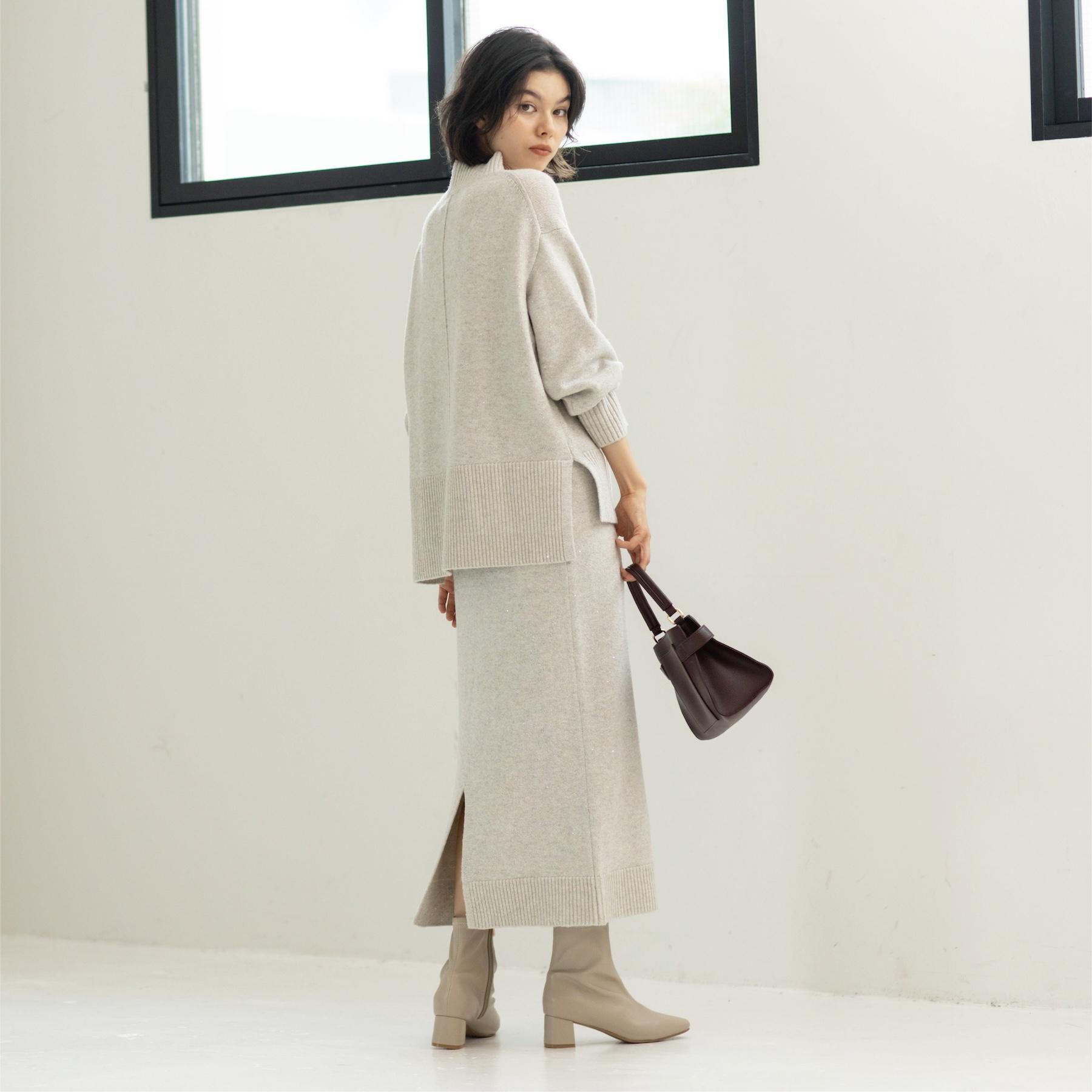 OPAQUE.CLIP「ラメスパンコールナロースカート/セットアップ対応可【洗濯機OK】」|スカート|