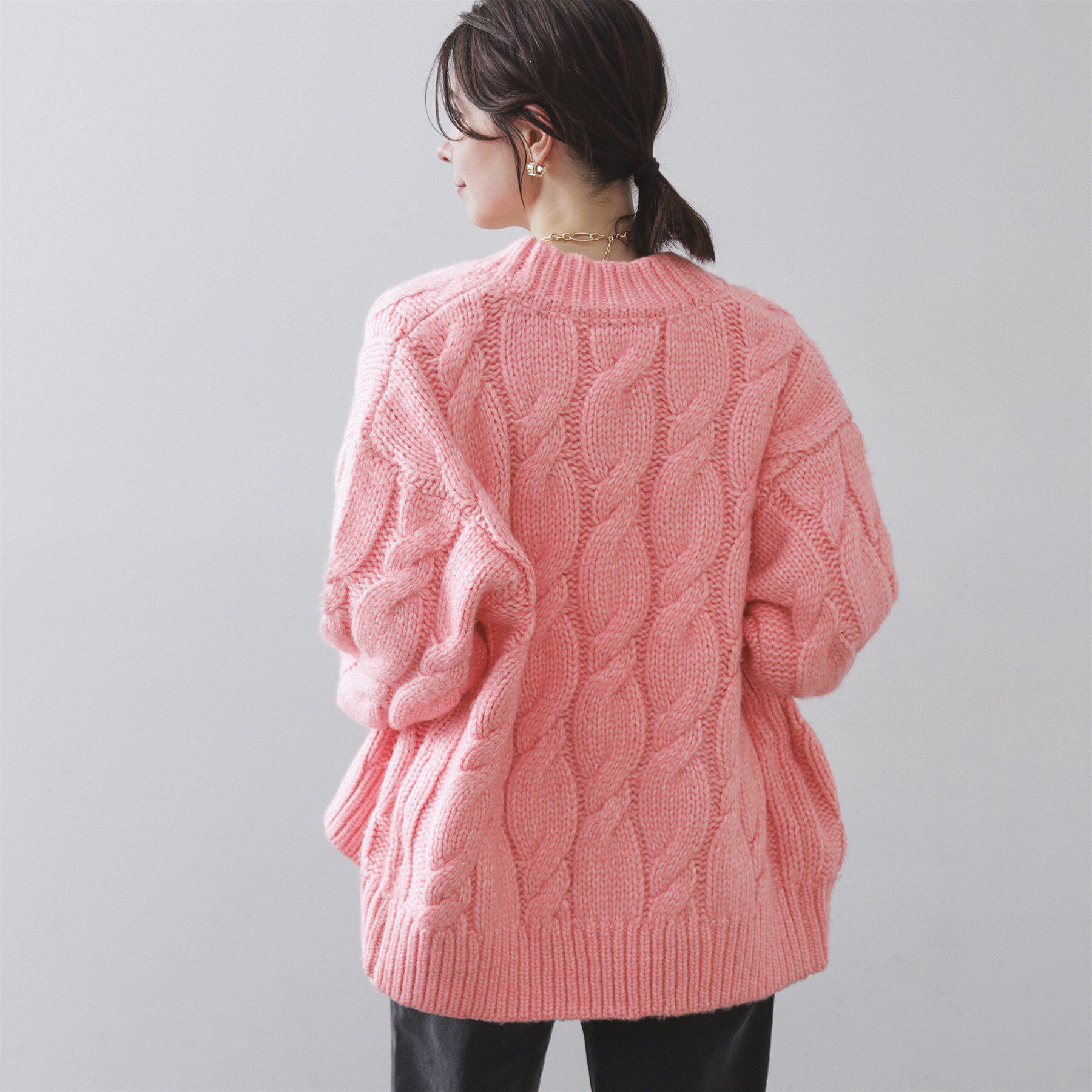 OPAQUE.CLIP「ケーブルローゲージニットカーディガン【洗濯機OK】」|カーディガン|