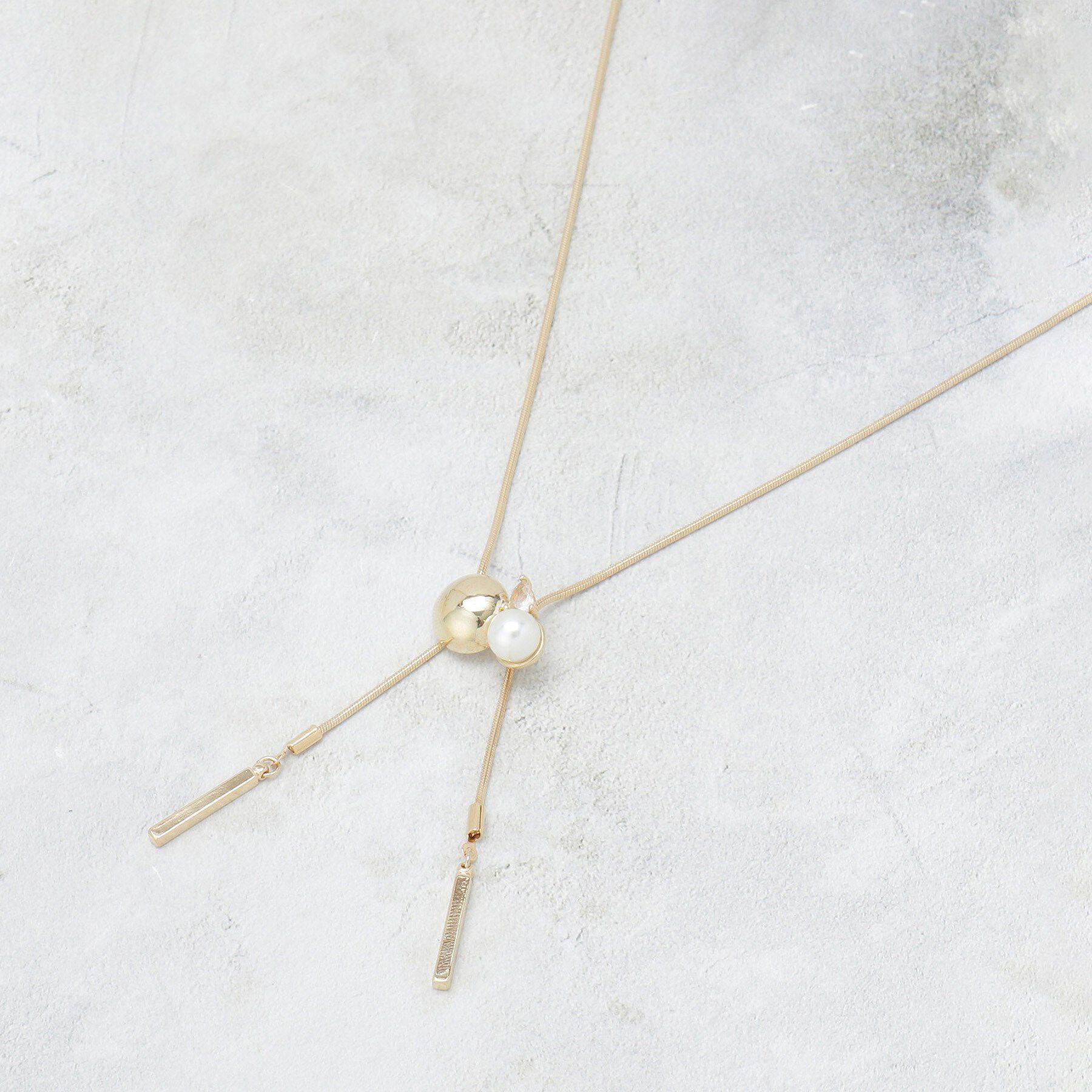 OPAQUE.CLIP「パール調ビジュースライドネックレス」|ネックレス|