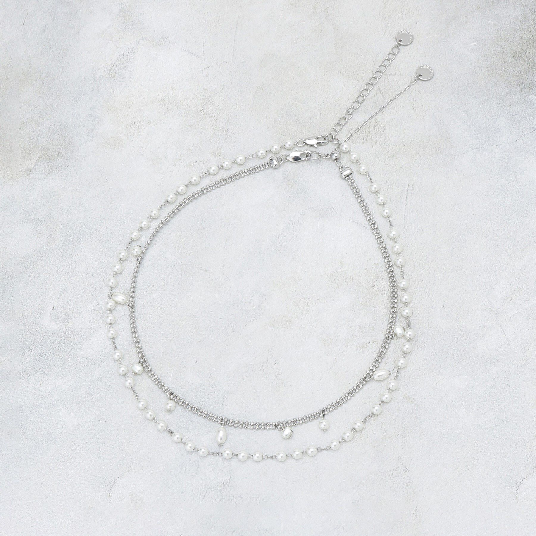 OPAQUE.CLIP「【2SET】2連フェイクパールチェーンネックレス」|ネックレス|シルバー(006)