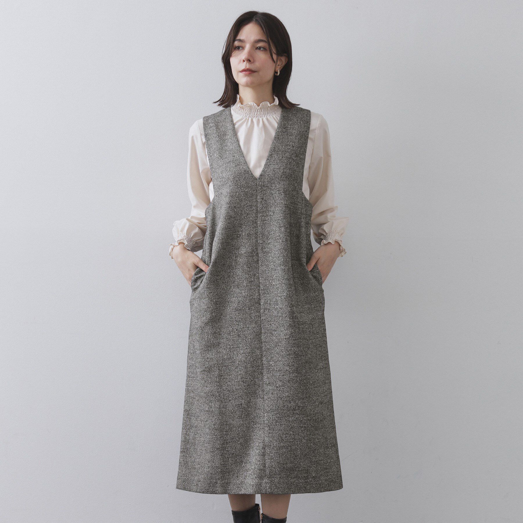 OPAQUE.CLIP「ラメツイードジャンスカ【洗濯機OK】」|ワンピース|