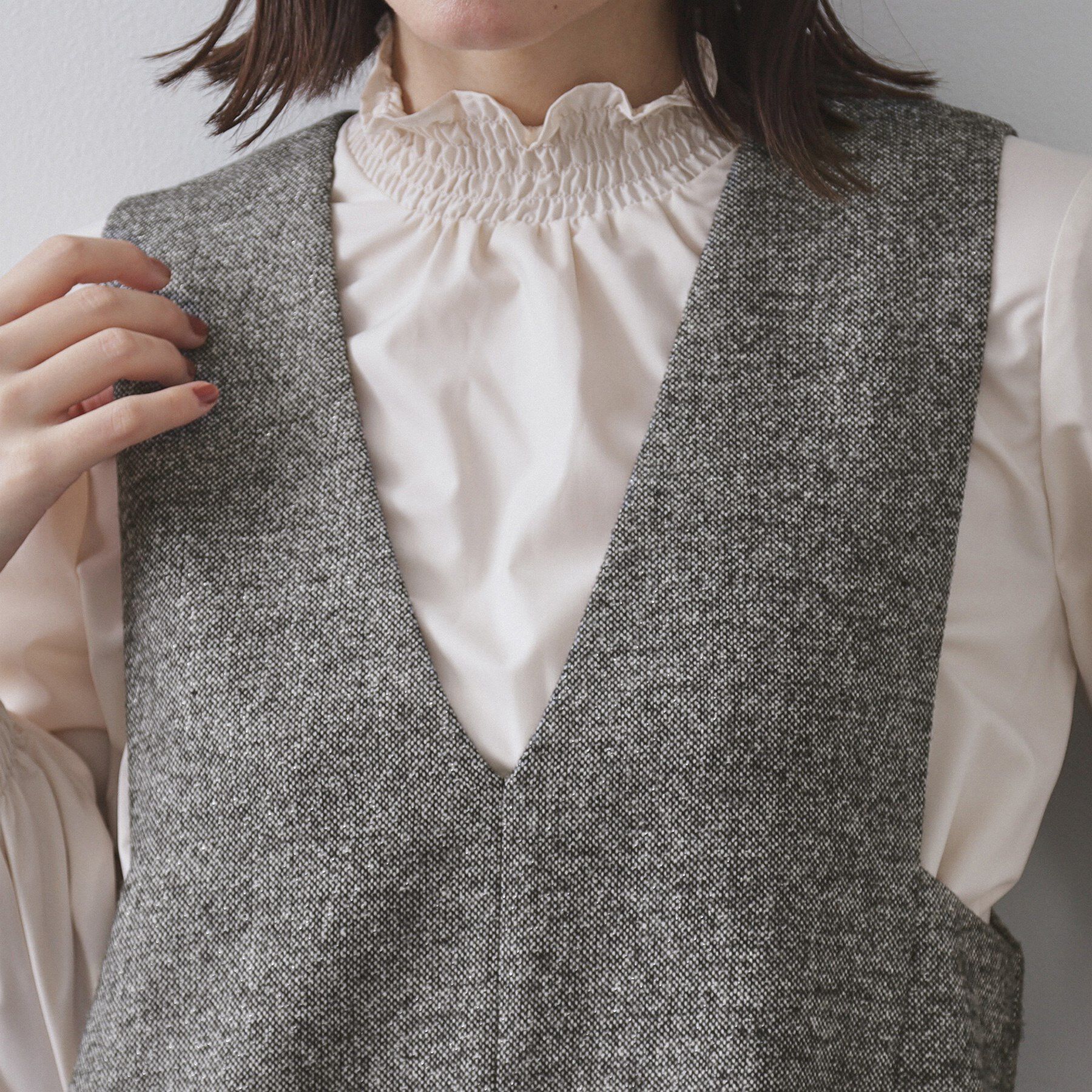 OPAQUE.CLIP「ラメツイードジャンスカ【洗濯機OK】」|ワンピース|