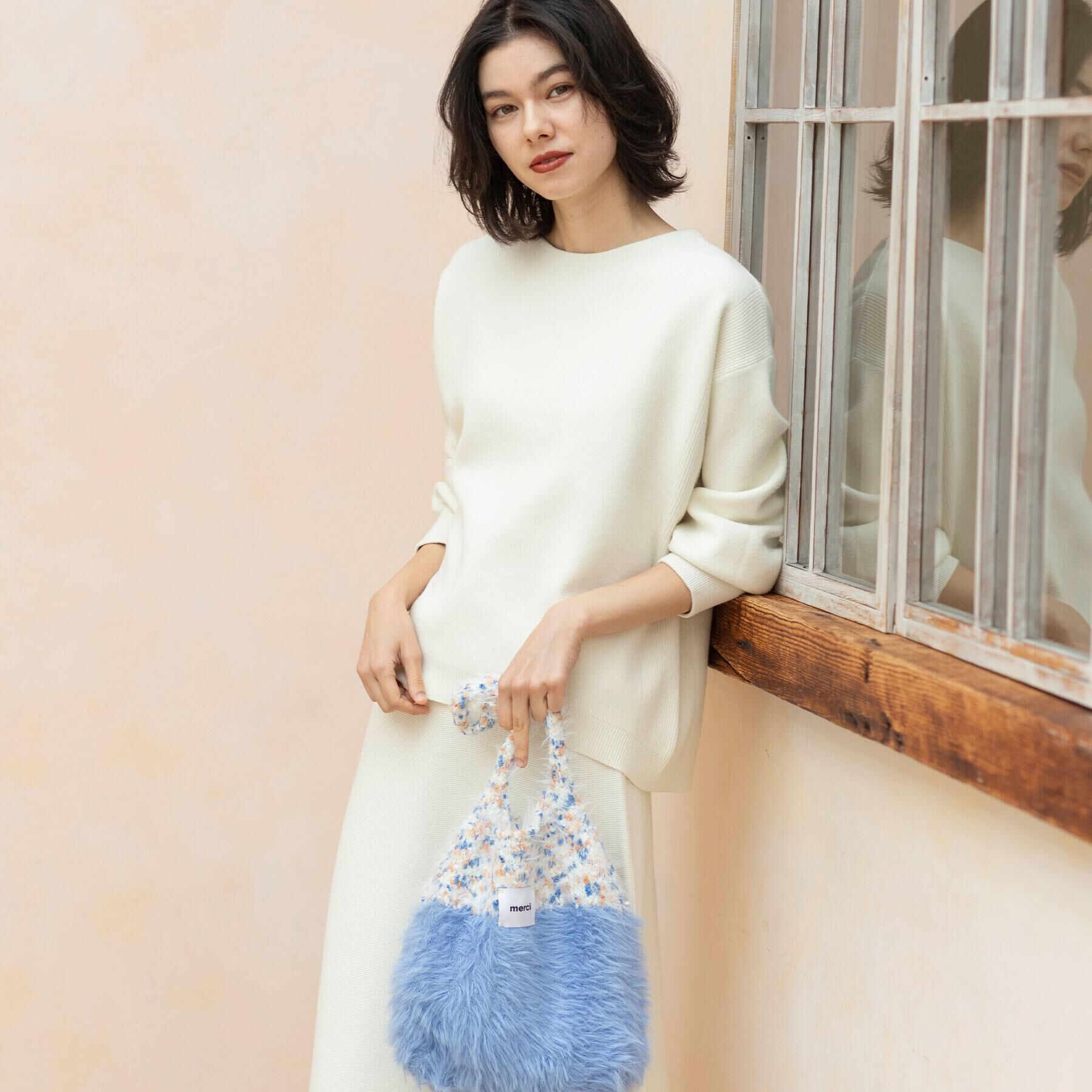 OPAQUE.CLIP「フェザーヤーンマルチカラーニットバッグ」|トートバッグ|