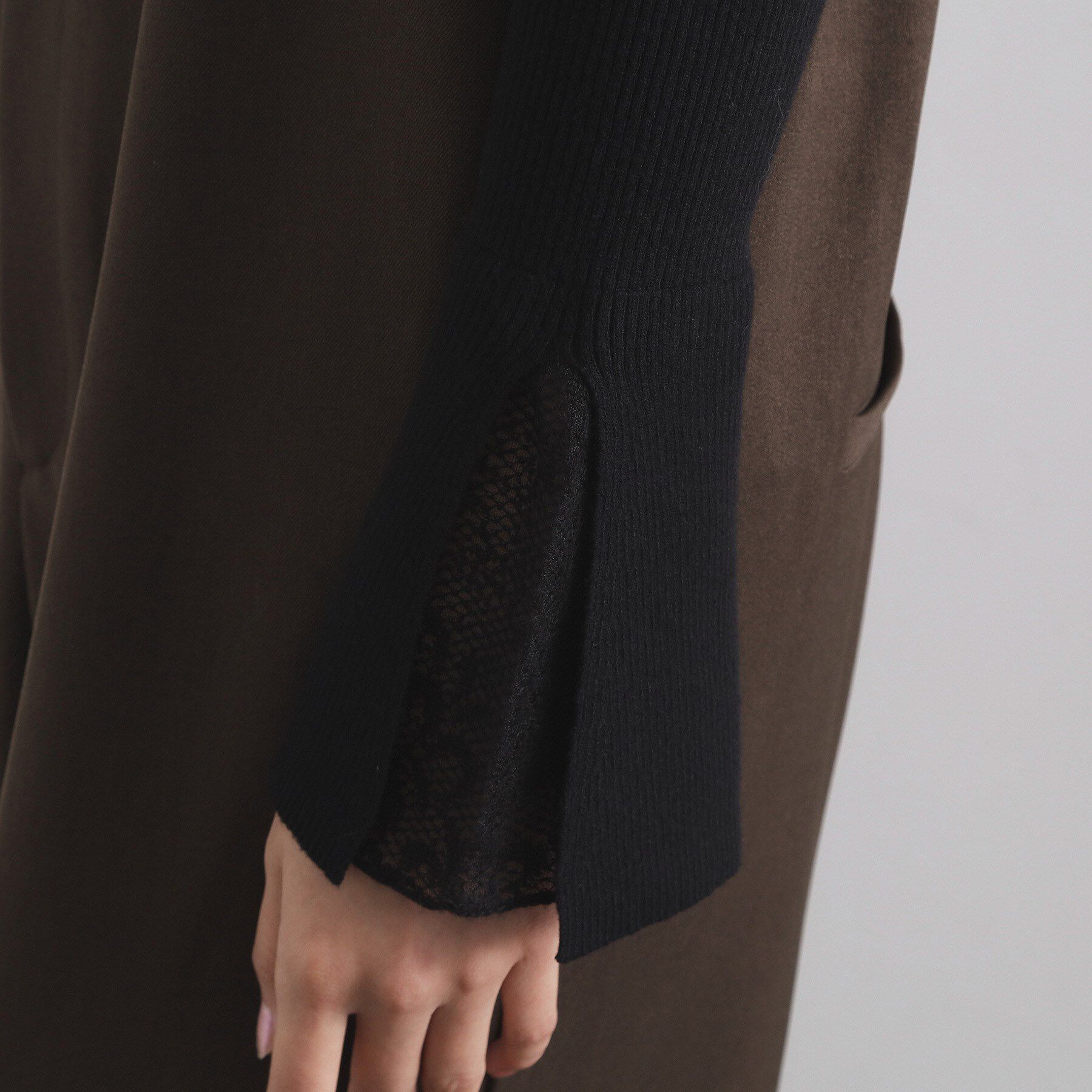 OPAQUE.CLIP「レースフレアハイネックリブニット【洗濯機OK】」|ニット・セーター|