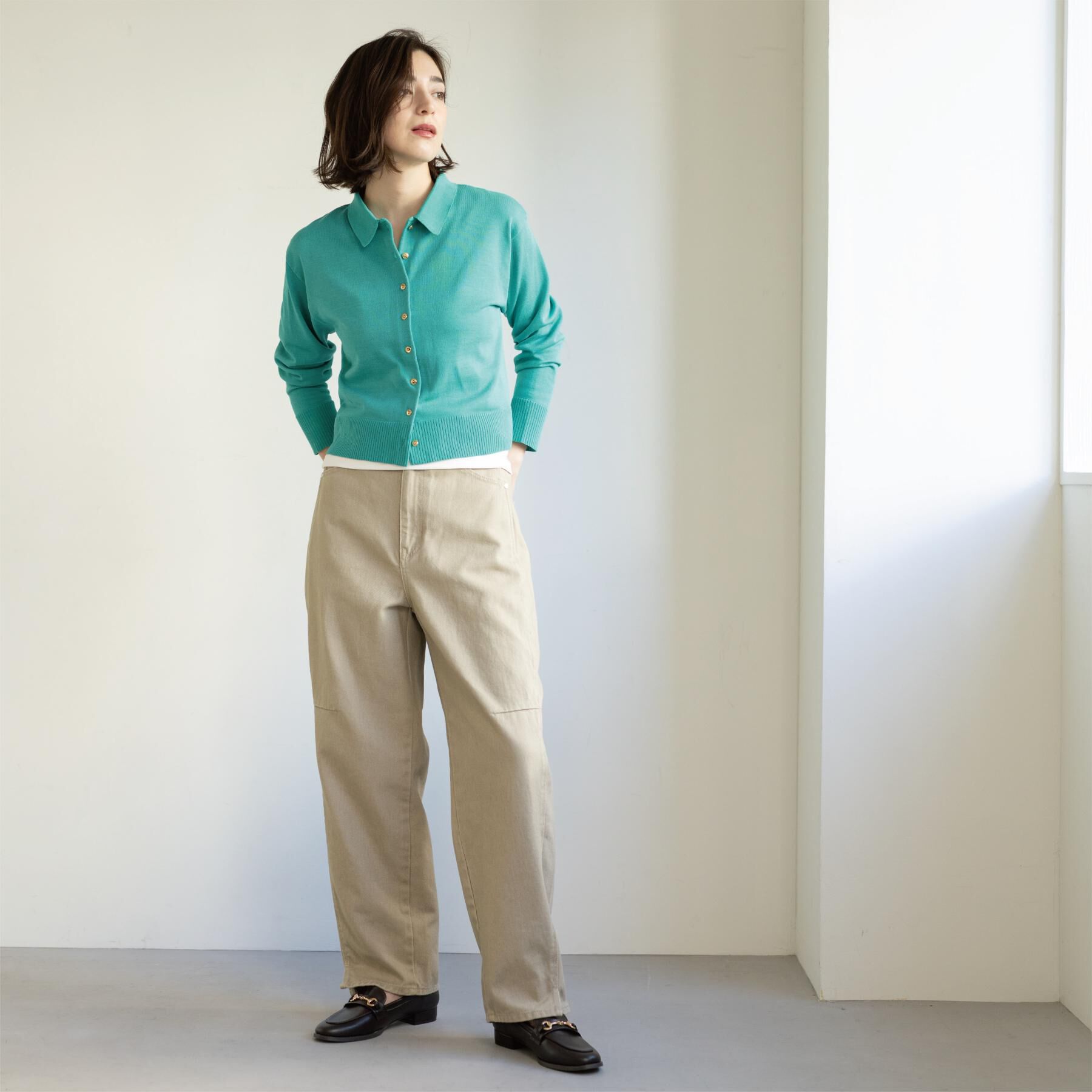 OPAQUE.CLIP「カーブシルエットカラーデニム【洗濯機OK】」|デニム|