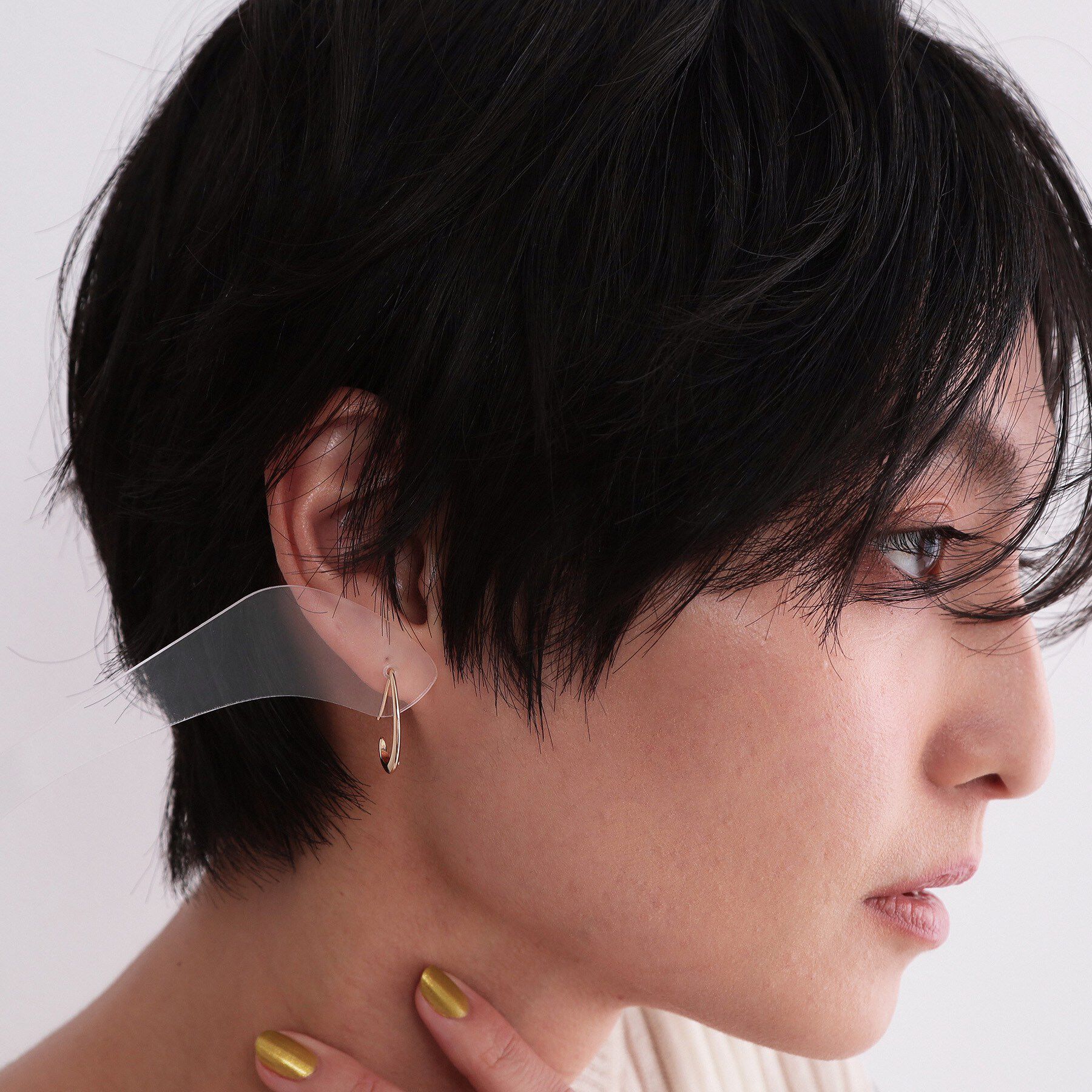 OPAQUE.CLIP「メタルドロップデザインフープピアス」|ピアス|