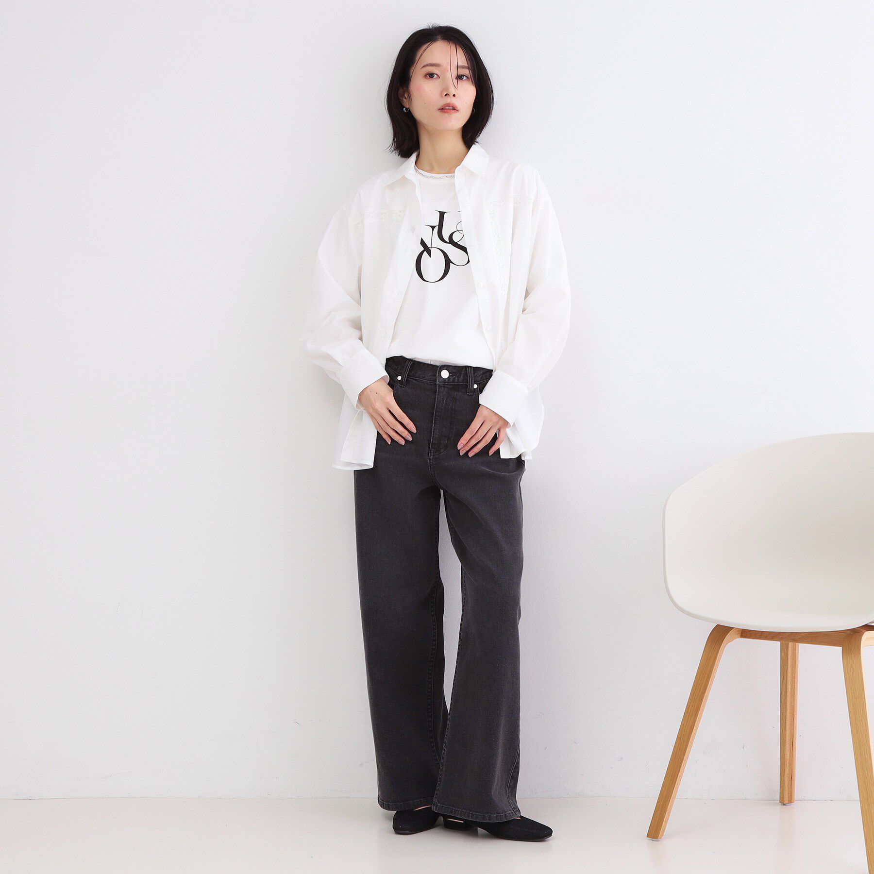 OPAQUE.CLIP「レーストリミングシャツ【洗濯機OK】」|シャツ・ブラウス|