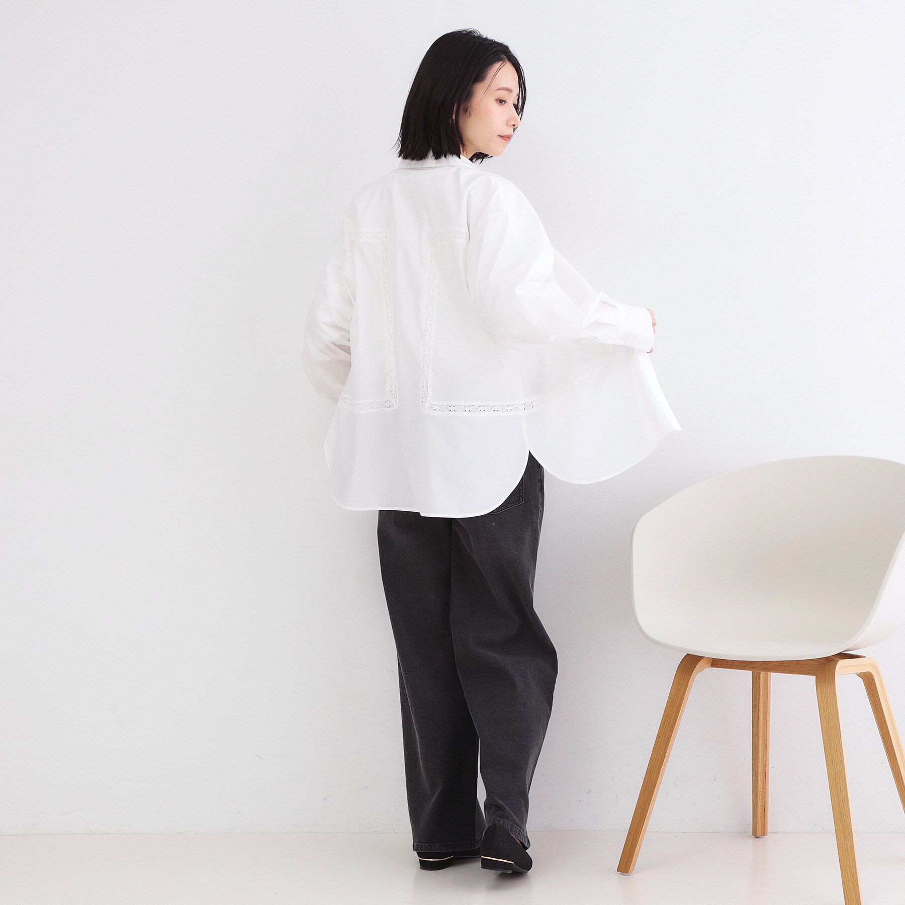 OPAQUE.CLIP「レーストリミングシャツ【洗濯機OK】」|シャツ・ブラウス|