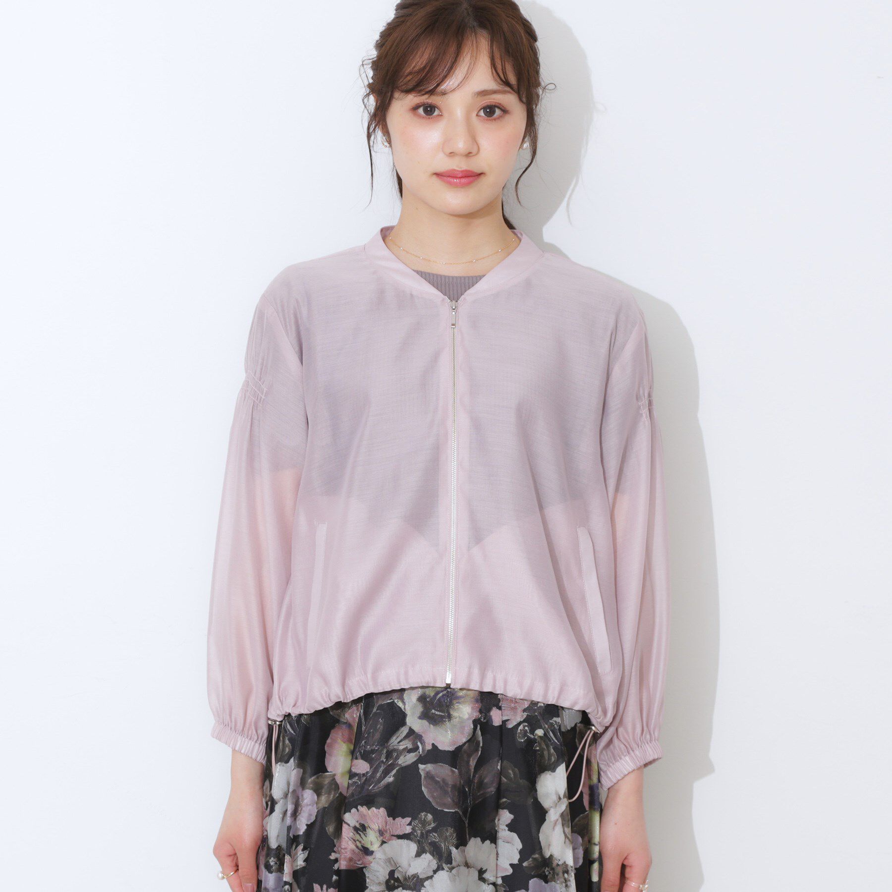 Couture broach「【マシンウォッシャブル・シアー】袖シャーリングシアーブルゾン」|ブルゾン・スタジャン|