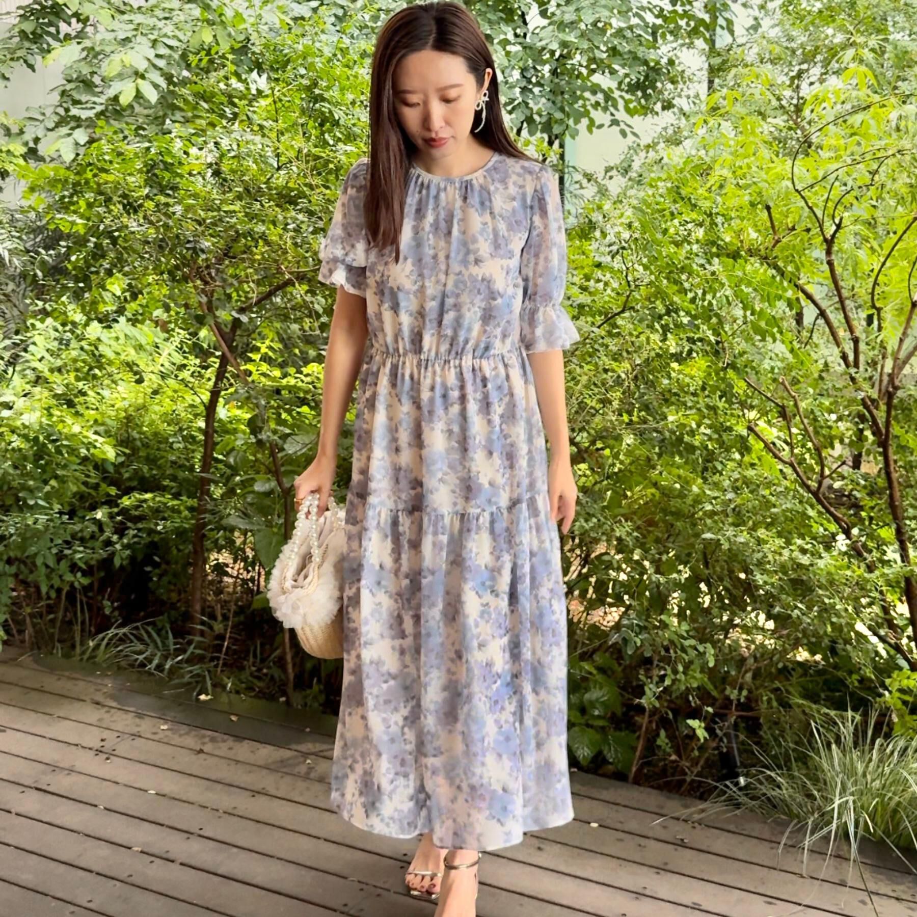 Couture broach「【一枚で着映える・大人可愛い】かすれプリント楊柳ワンピース」|ワンピース|