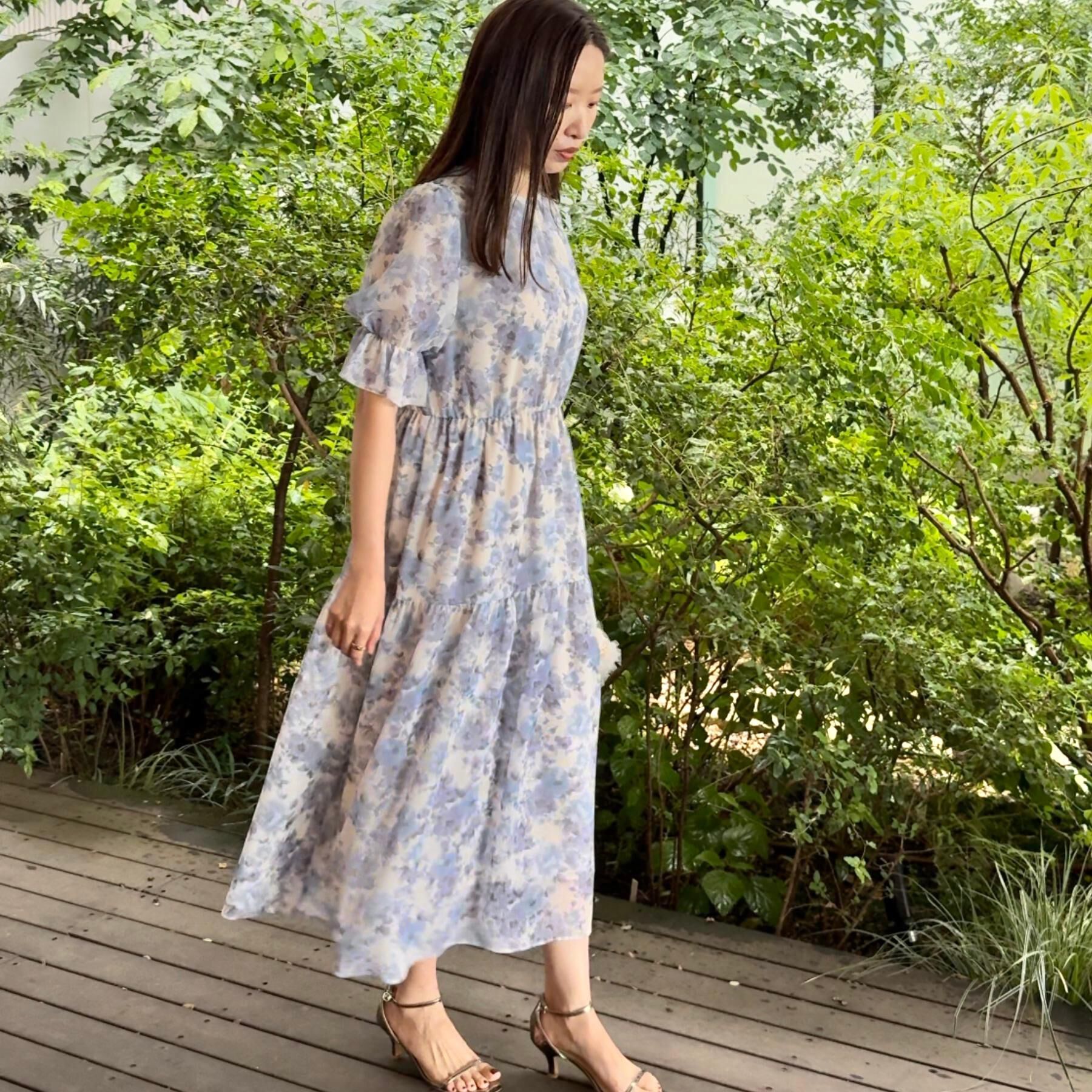 Couture broach「【一枚で着映える・大人可愛い】かすれプリント楊柳ワンピース」|ワンピース|