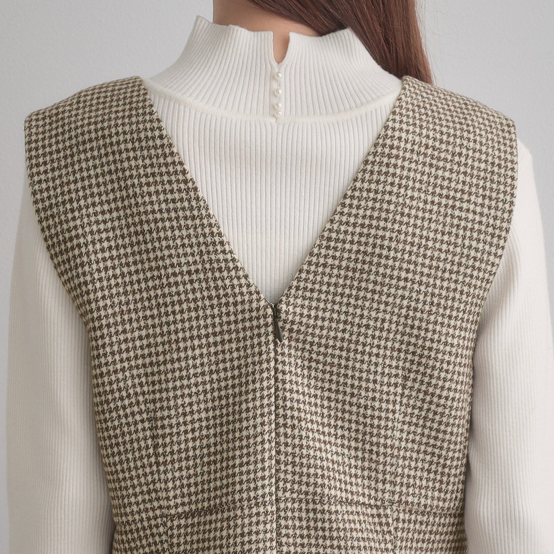 Couture broach「【クラシカル・通勤】ラメ千鳥釦デザインジャンスカ」|ワンピース|