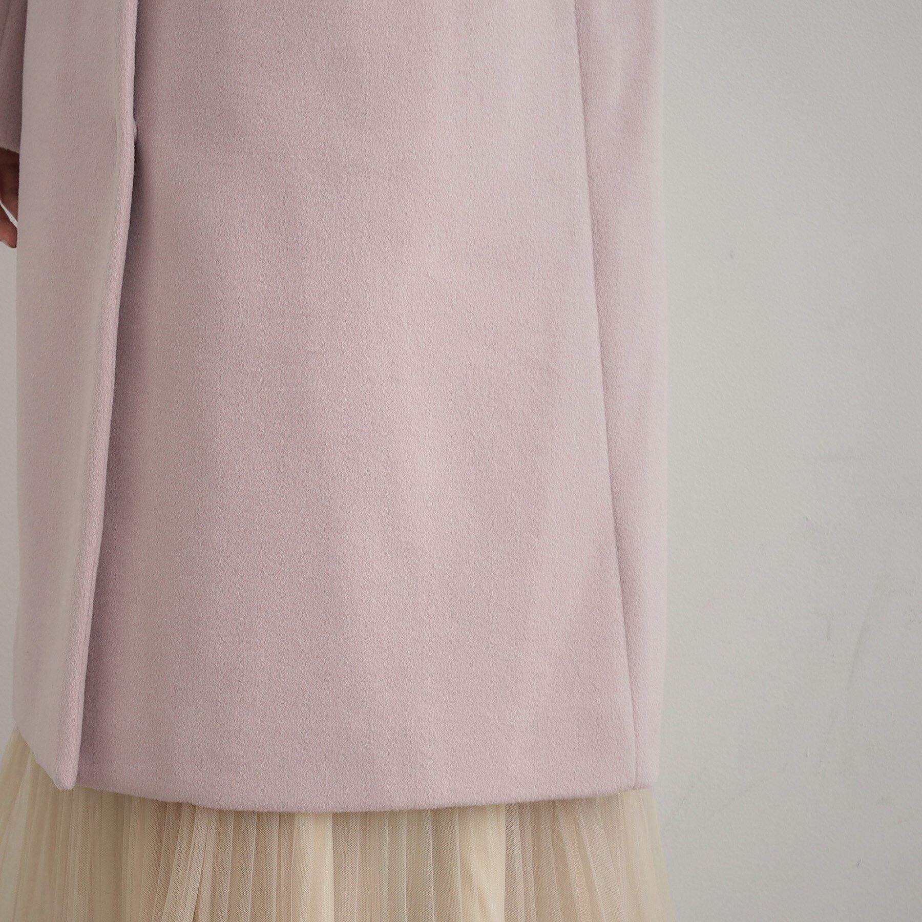 Couture broach「【通勤/ビジューブローチ付き】ノーカラー ロングコート」|ノーカラーコート|