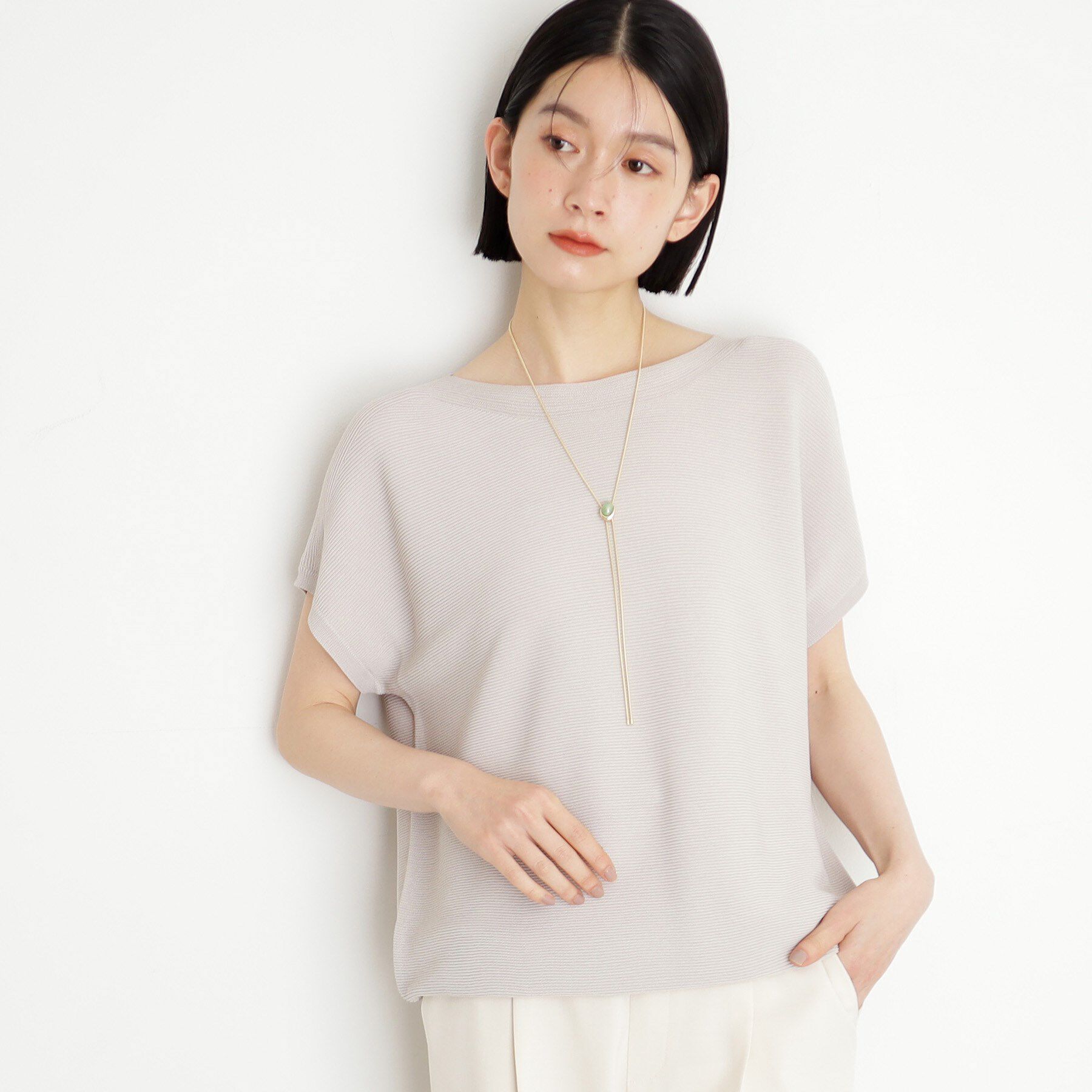 THE SHOP TK「美人フレンチニット【8色展開/WEB限定カラー/洗濯機OK/毛玉になりにくい】」|ニット・セーター|WEB限定グレージュ