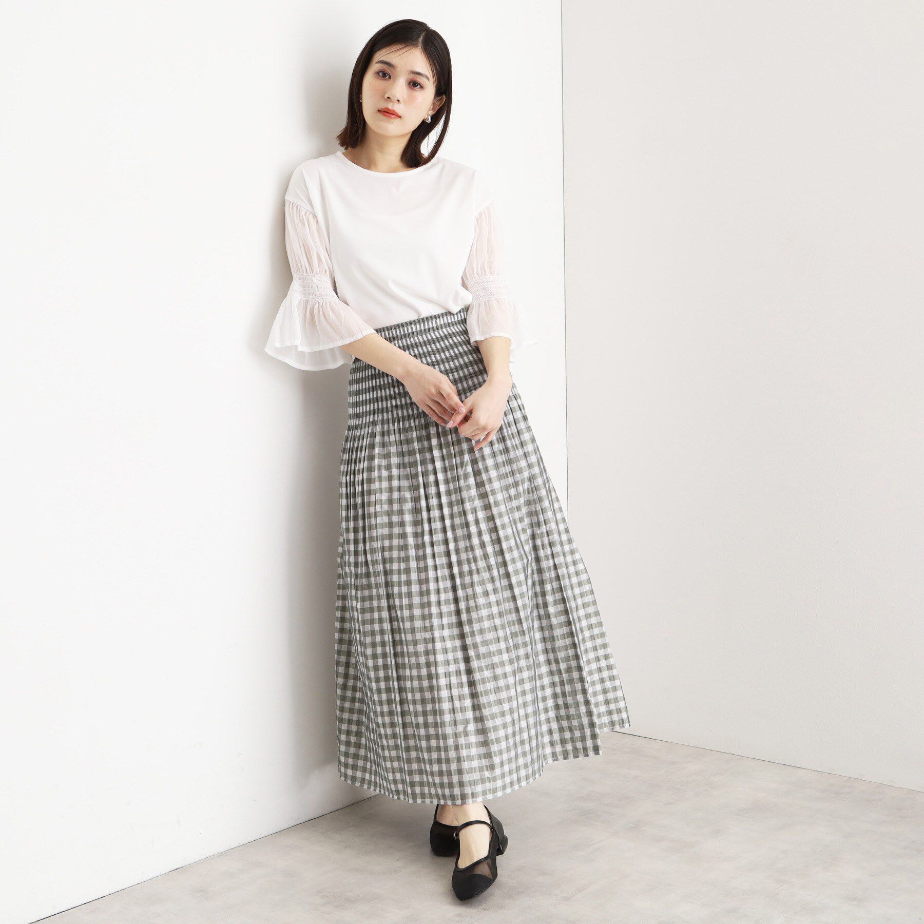 THE SHOP TK「袖シャーリングシアープルオーバー【洗濯機OK】」|Tシャツ・カットソー|