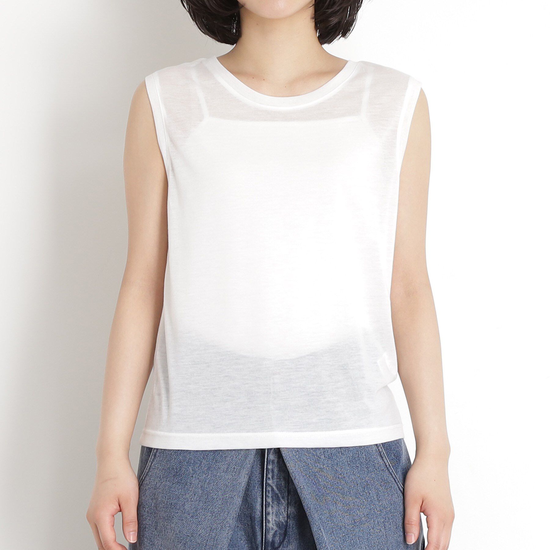 THE SHOP TK「シアーカーデ＆タンクトップ【セットアイテム/洗える】」|カーディガン|