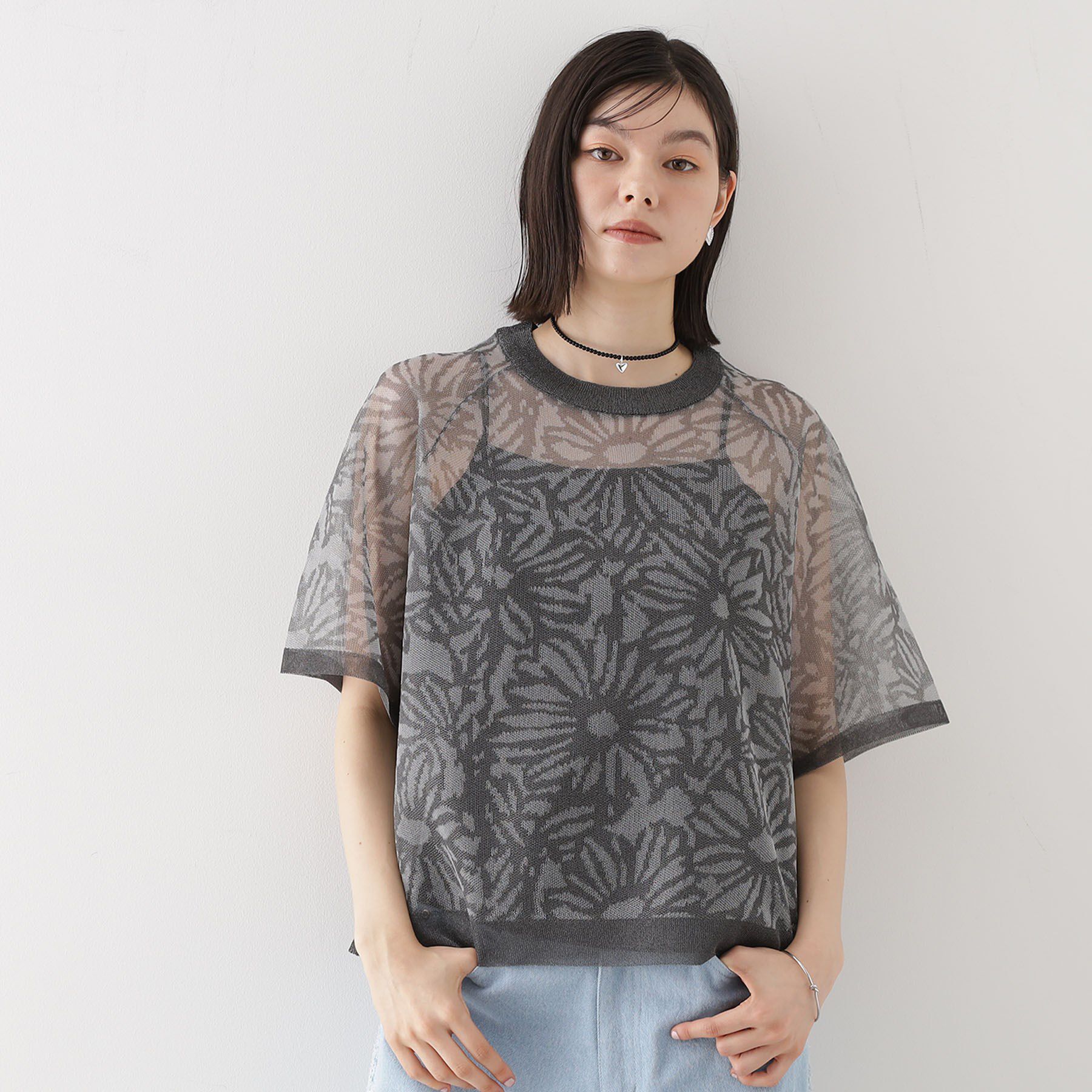 THE SHOP TK「カバーニットシアープルオーバー【洗える】」|ニット・セーター|グレー(012)