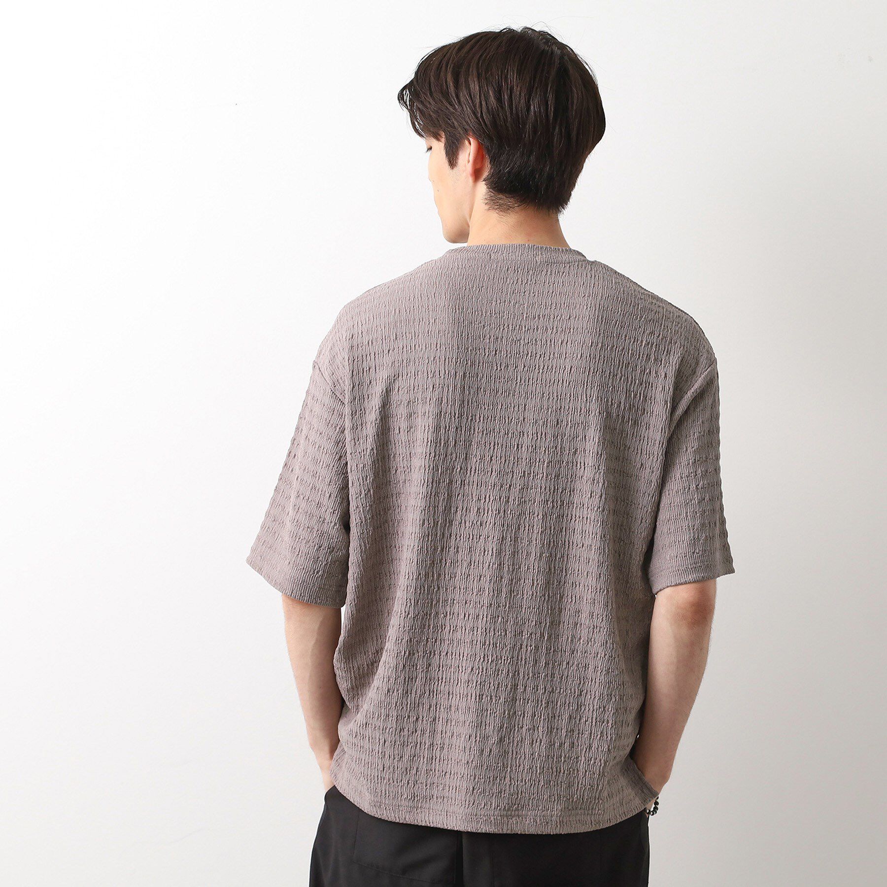 THE SHOP TK「楊柳ボーダー半袖Tシャツ【洗濯機OK】」|Tシャツ・カットソー|