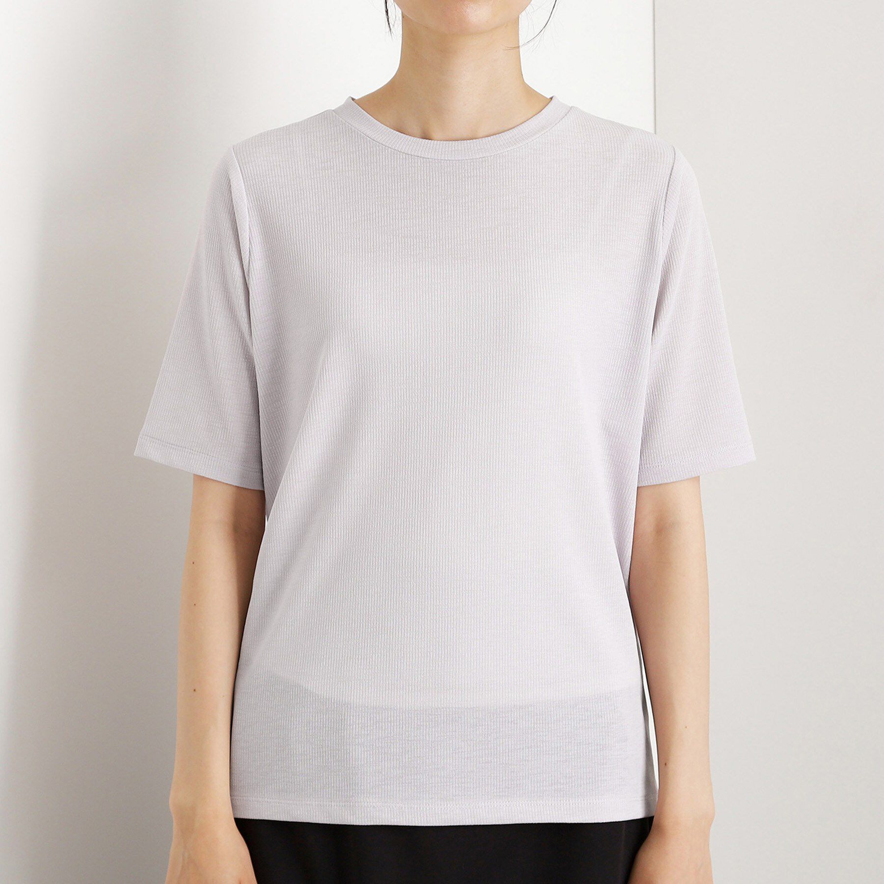 THE SHOP TK「5分袖シアーTシャツ【二の腕カバー/洗濯機OK】」|Tシャツ・カットソー|