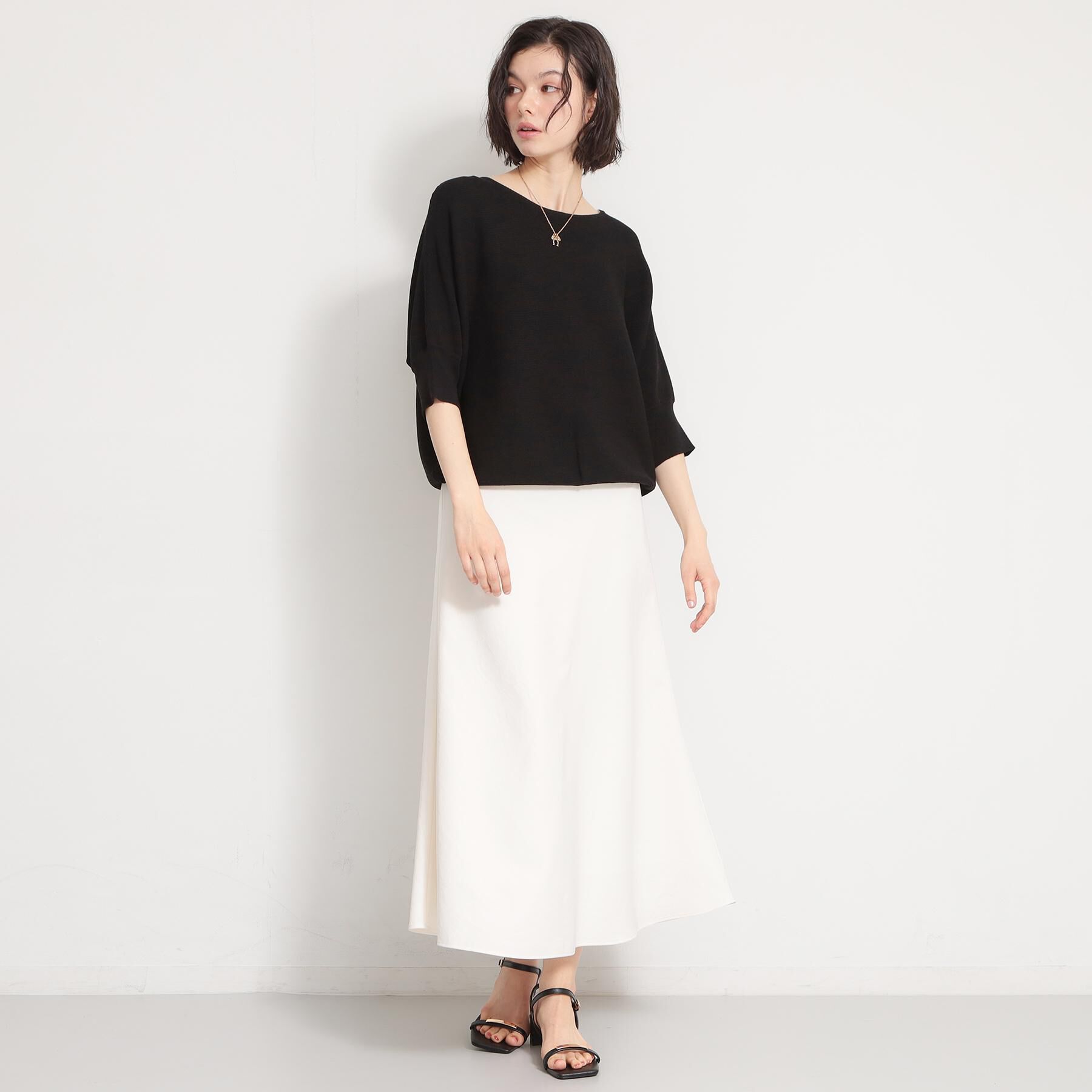 THE SHOP TK「6分袖ガータードルマンニット【エコベロ/洗濯機OK】」|ニット・セーター|