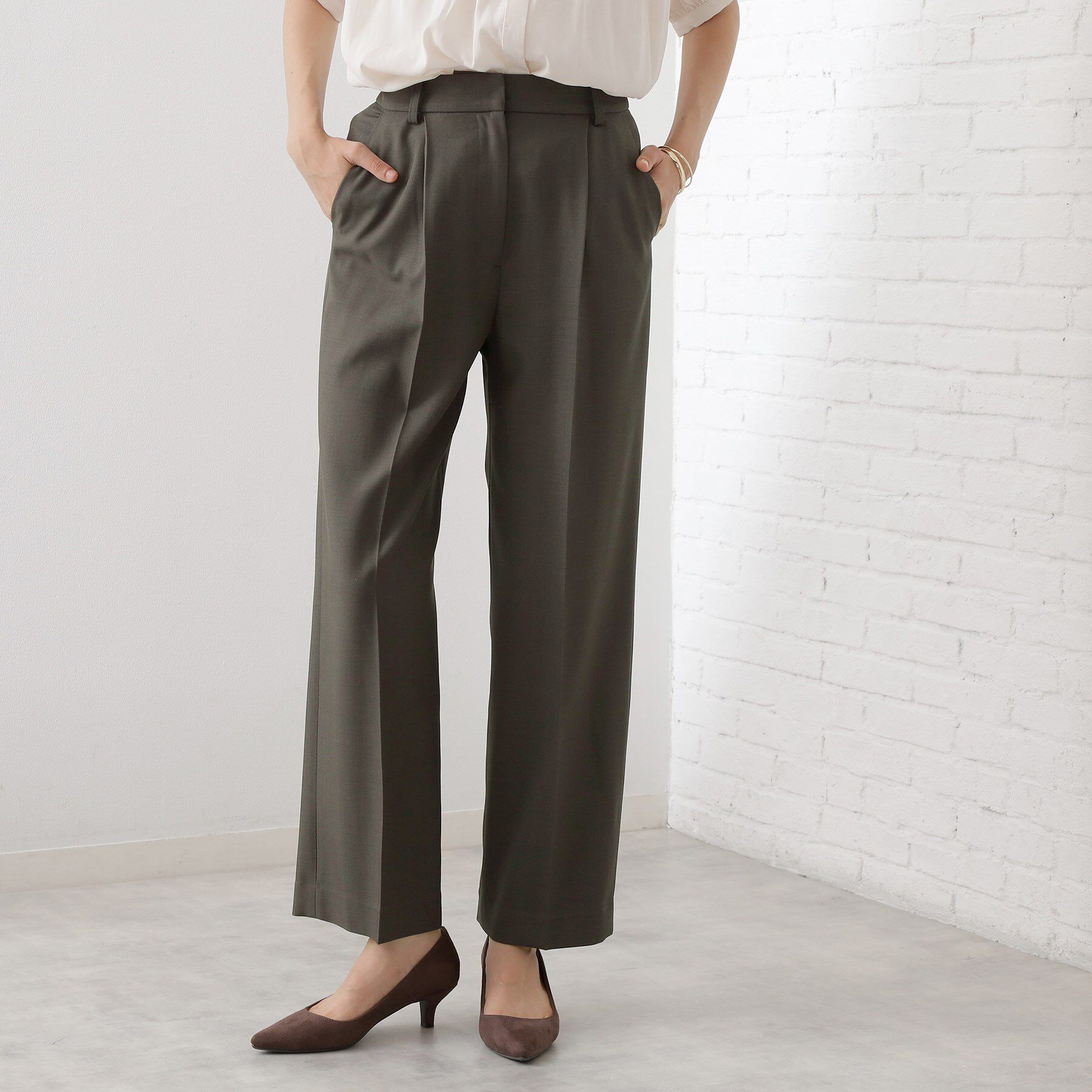 THE SHOP TK「ストレートワイドパンツ【セットアップ可／洗える】」|その他|