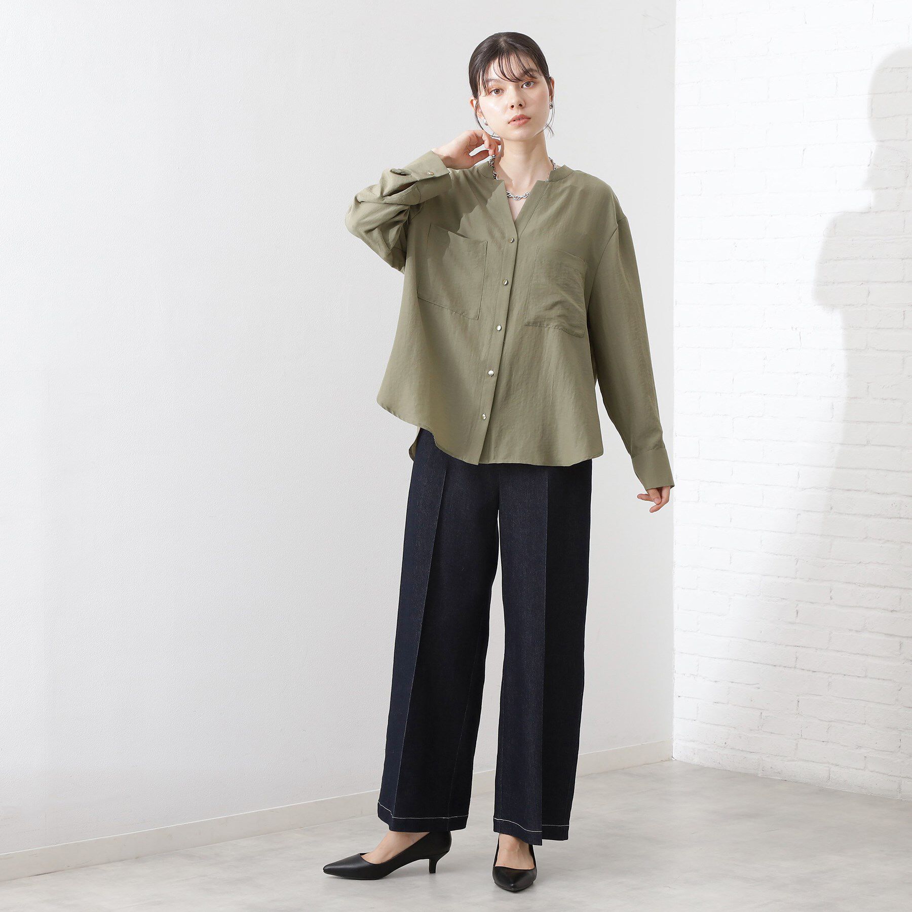 THE SHOP TK「【通勤にもデイリーにも】ダブルポケットスキッパーシャツ/洗濯機OK」|シャツ・ブラウス|