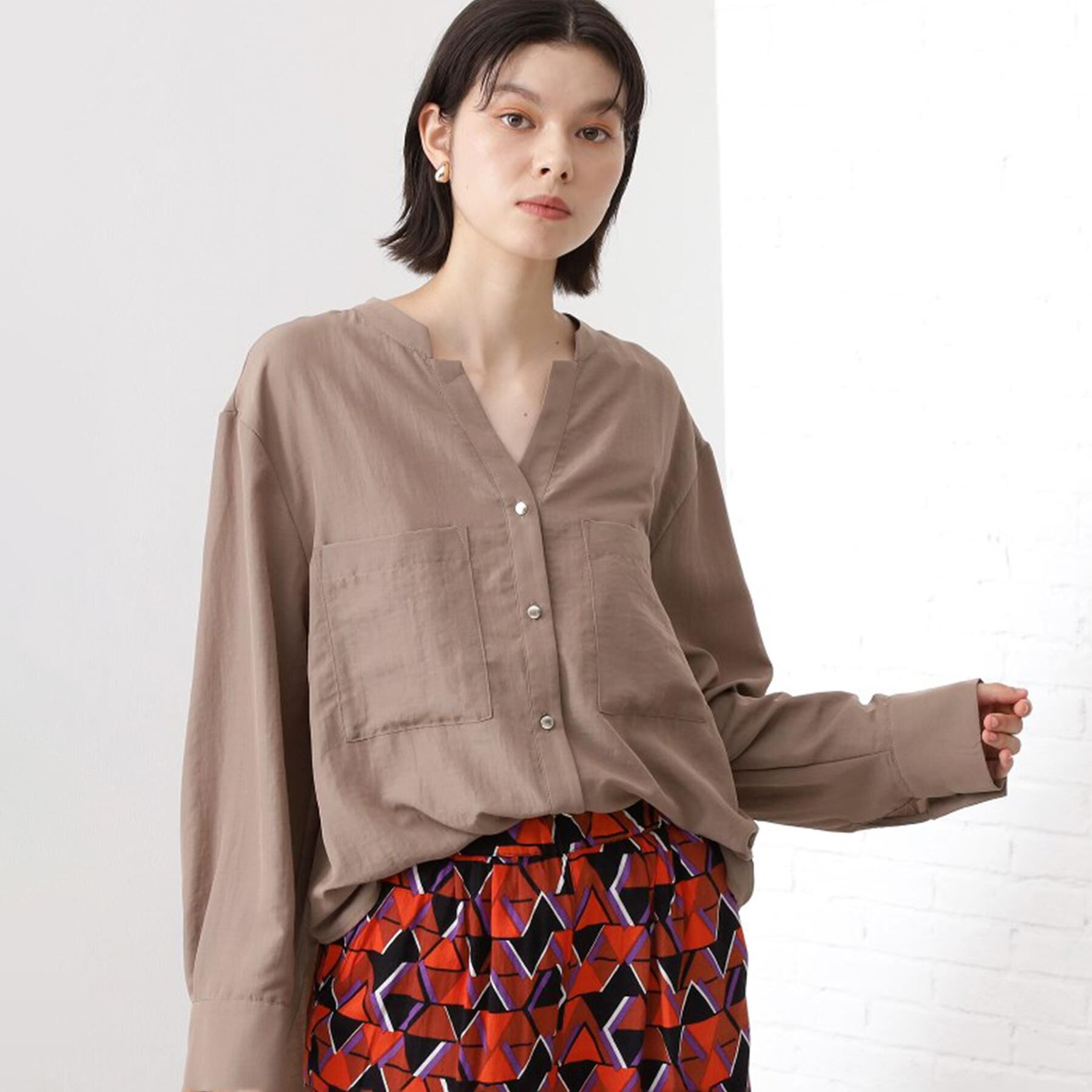 THE SHOP TK「【通勤にもデイリーにも】ダブルポケットスキッパーシャツ/洗濯機OK」|シャツ・ブラウス|