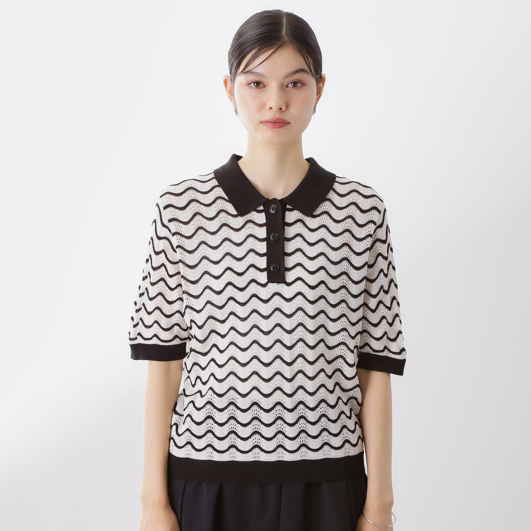 THE SHOP TK「柄アソートポロニットシャツ【洗濯機OK】」|ニット・セーター|