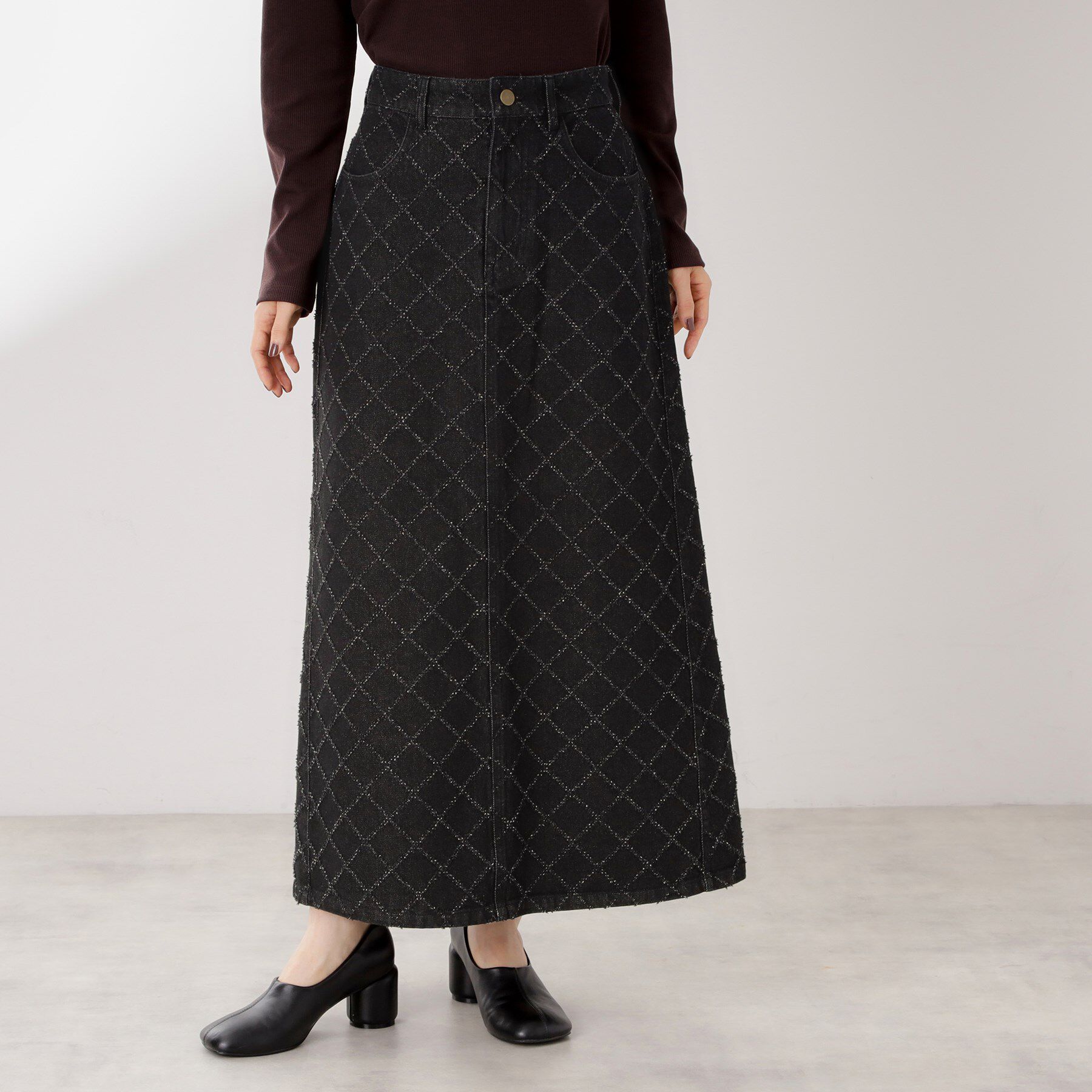 THE SHOP TK「ジャカードデニムロングスカート【洗濯機OK】」|スカート|