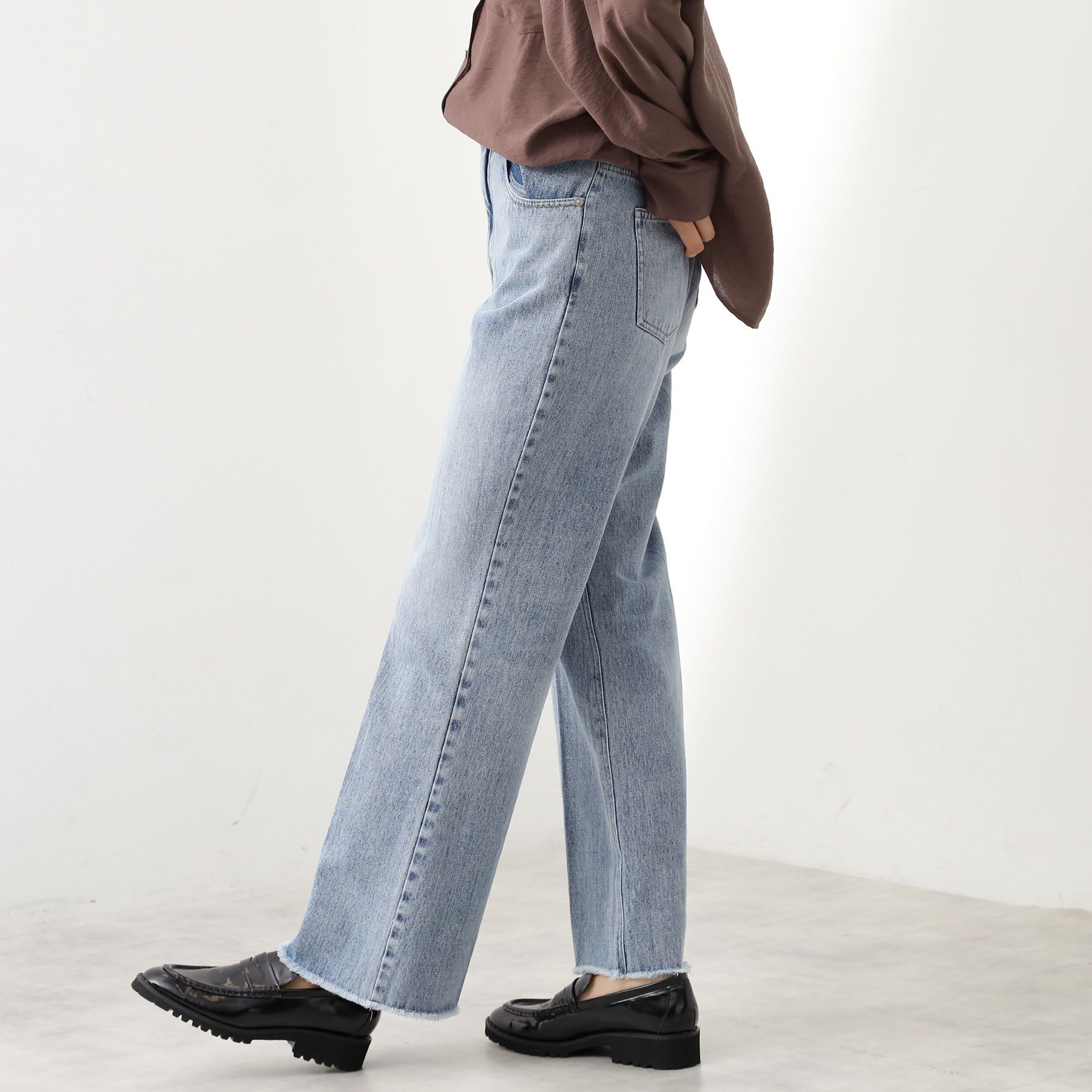 THE SHOP TK「デニムフレアパンツ【洗濯機可】」|デニム|