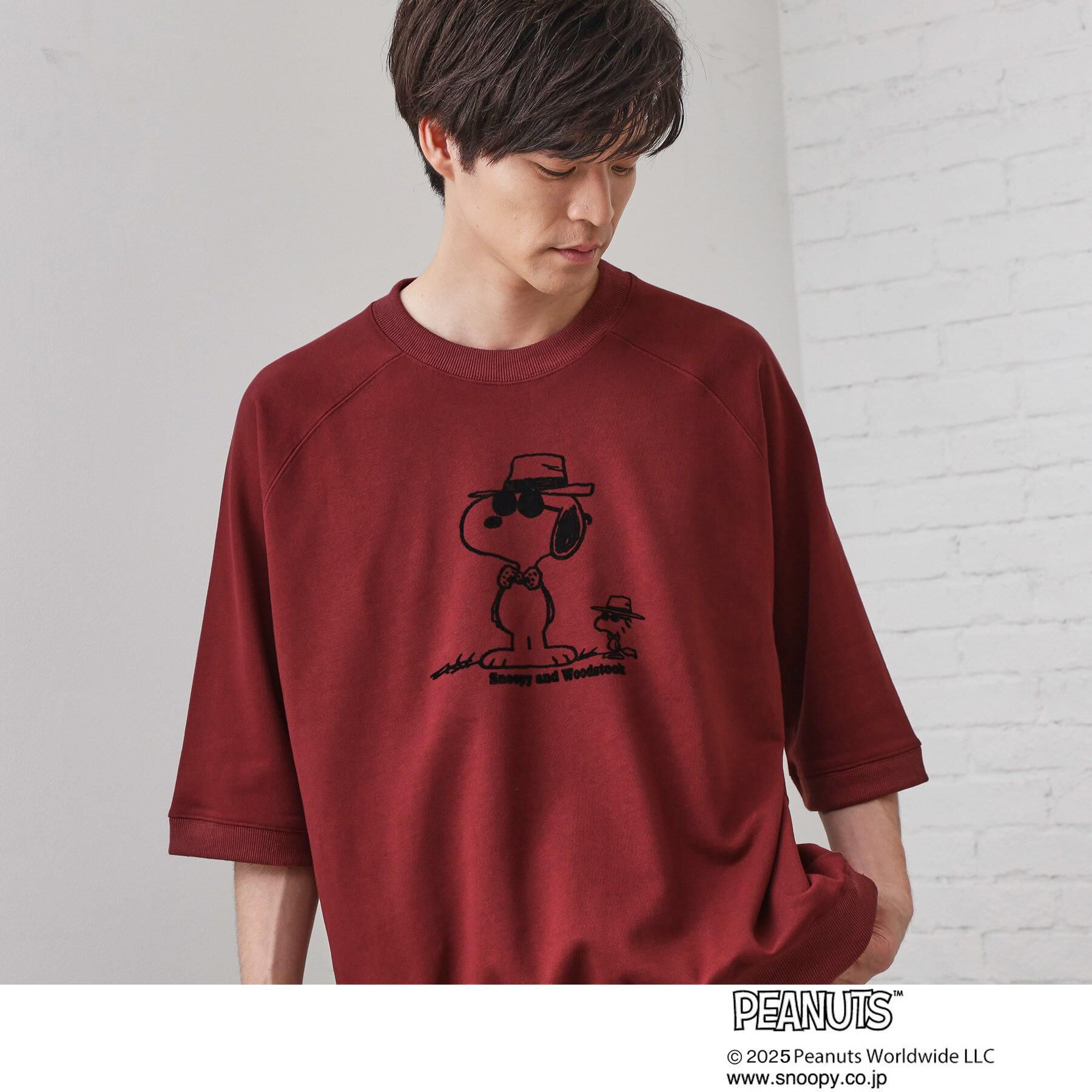 THE SHOP TK「Peanuts スヌーピー 6分袖裏毛スウェット」|Tシャツ・カットソー|