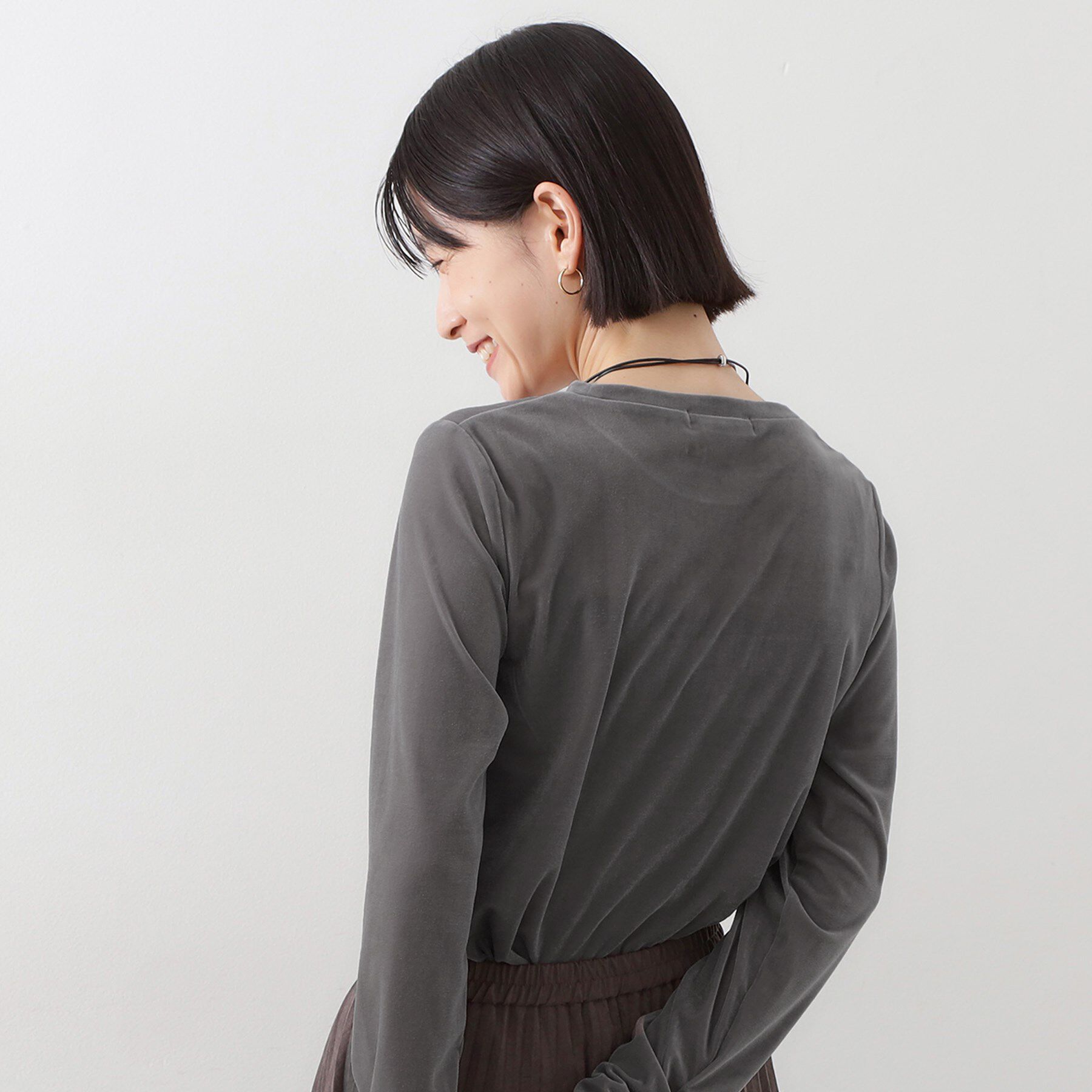 THE SHOP TK「【程よいシアー感】ベロア袖クシュプルオーバー」|Tシャツ・カットソー|