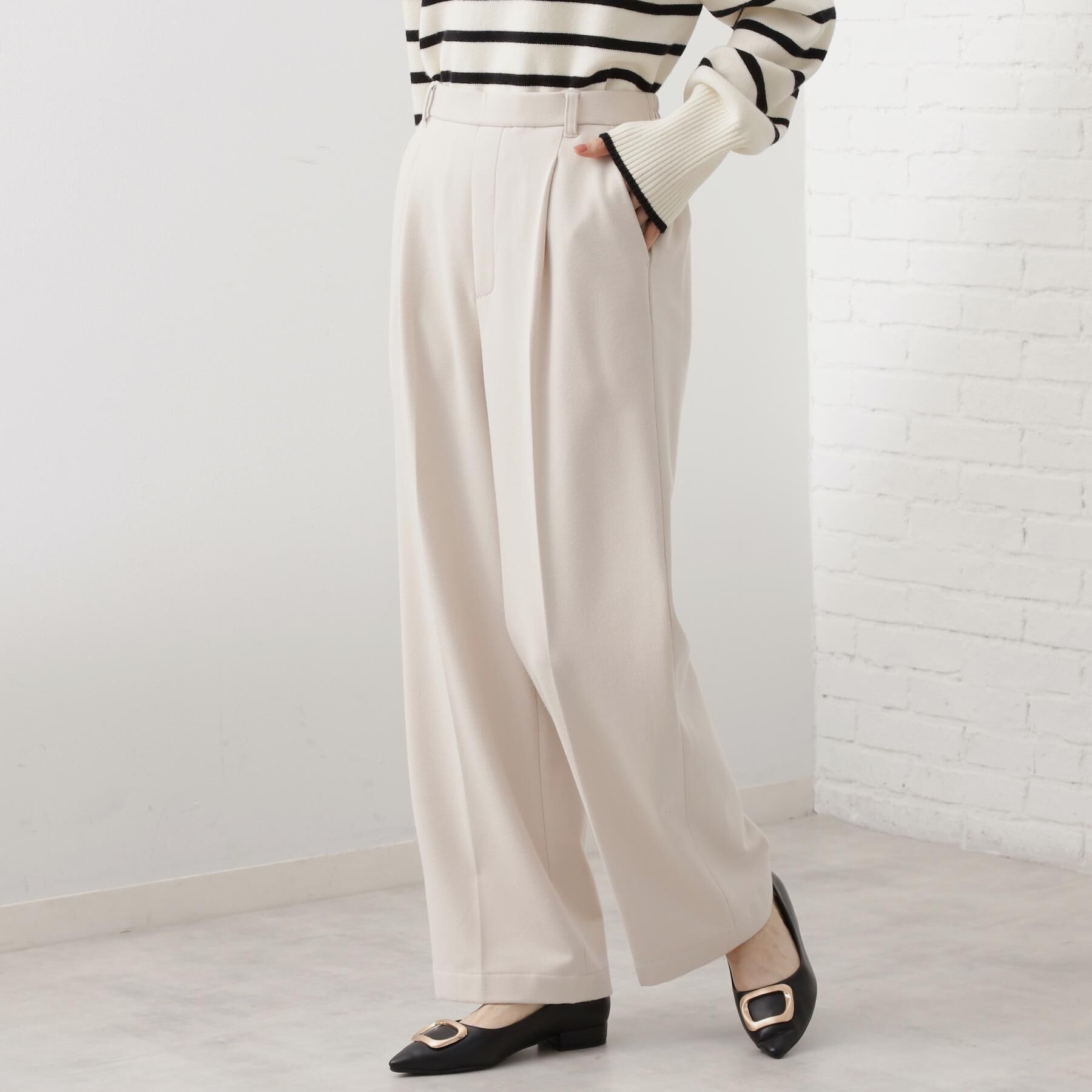 THE SHOP TK「【着丈選べる/XS～XLサイズ】あったか裏起毛ワイドパンツ」|その他|