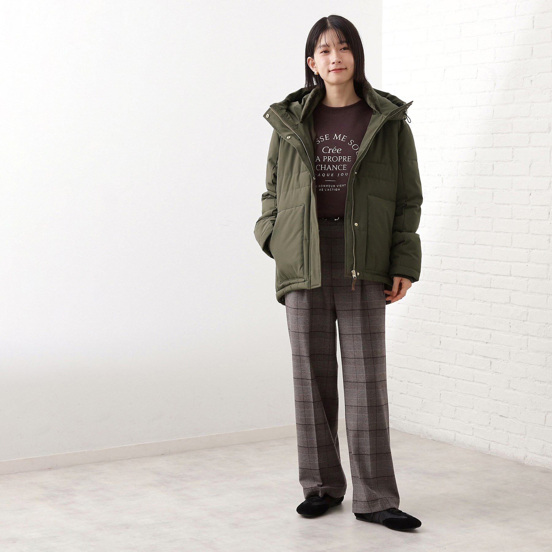 THE SHOP TK「【すっきり見えシルエット】上品ふわもこ中綿ブルゾン」|ダウン|