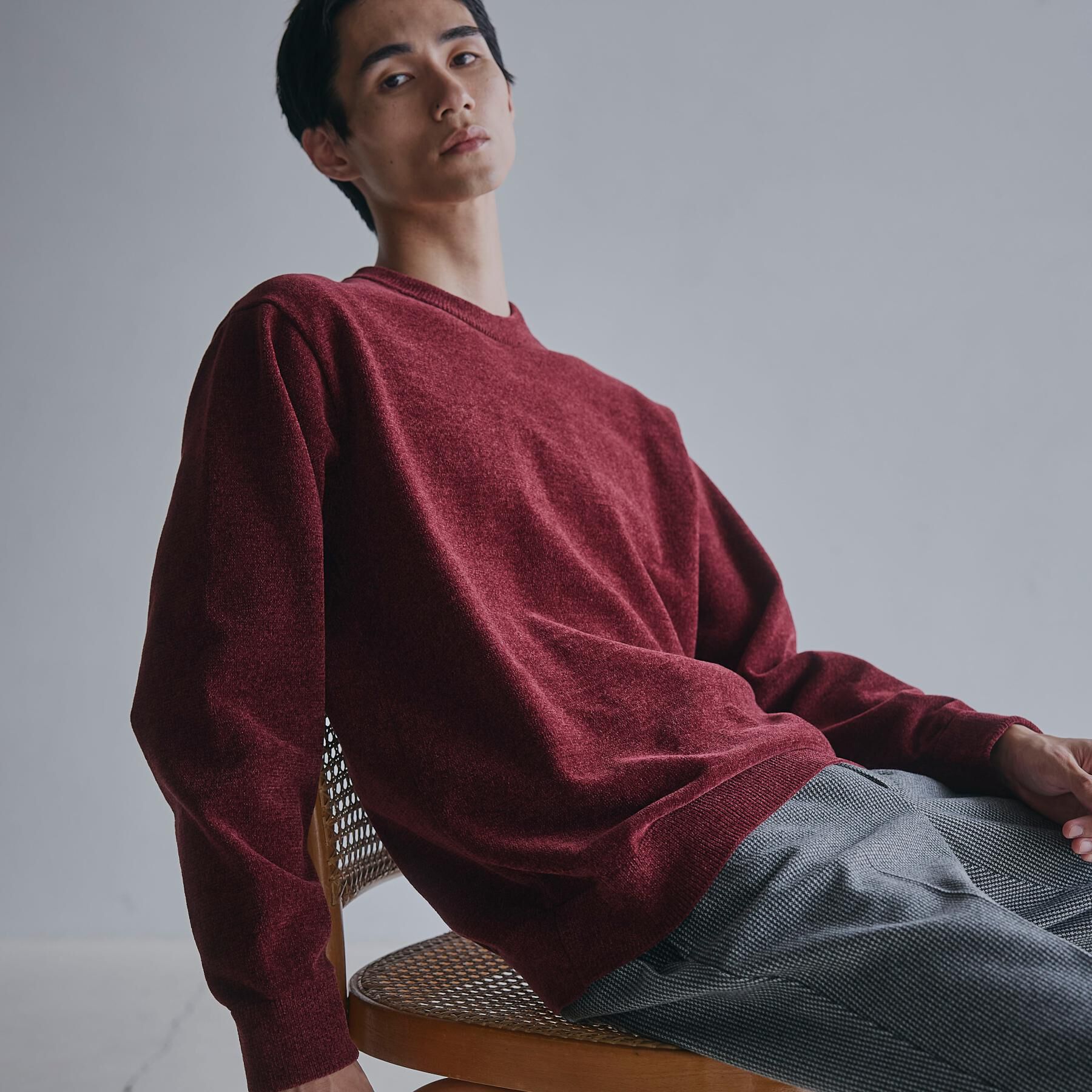 THE SHOP TK「【触れるたびに心地良い】ライトモールニット　洗濯機OK/ユニセックスでおすすめ！」|ニット・セーター|ボルドー(064)