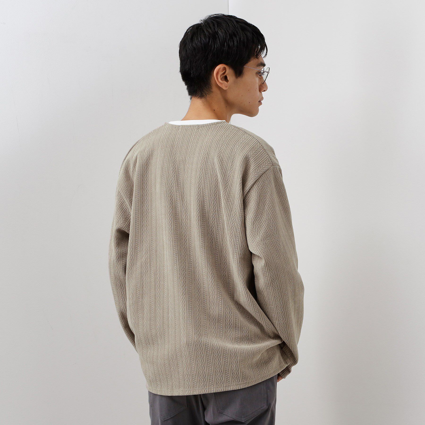 THE SHOP TK「【セットでお買い得！】モールニットカーディガン＋長袖Tシャツ　洗濯機OK/吸水速乾・毛玉になりにくい」|カーディガン|