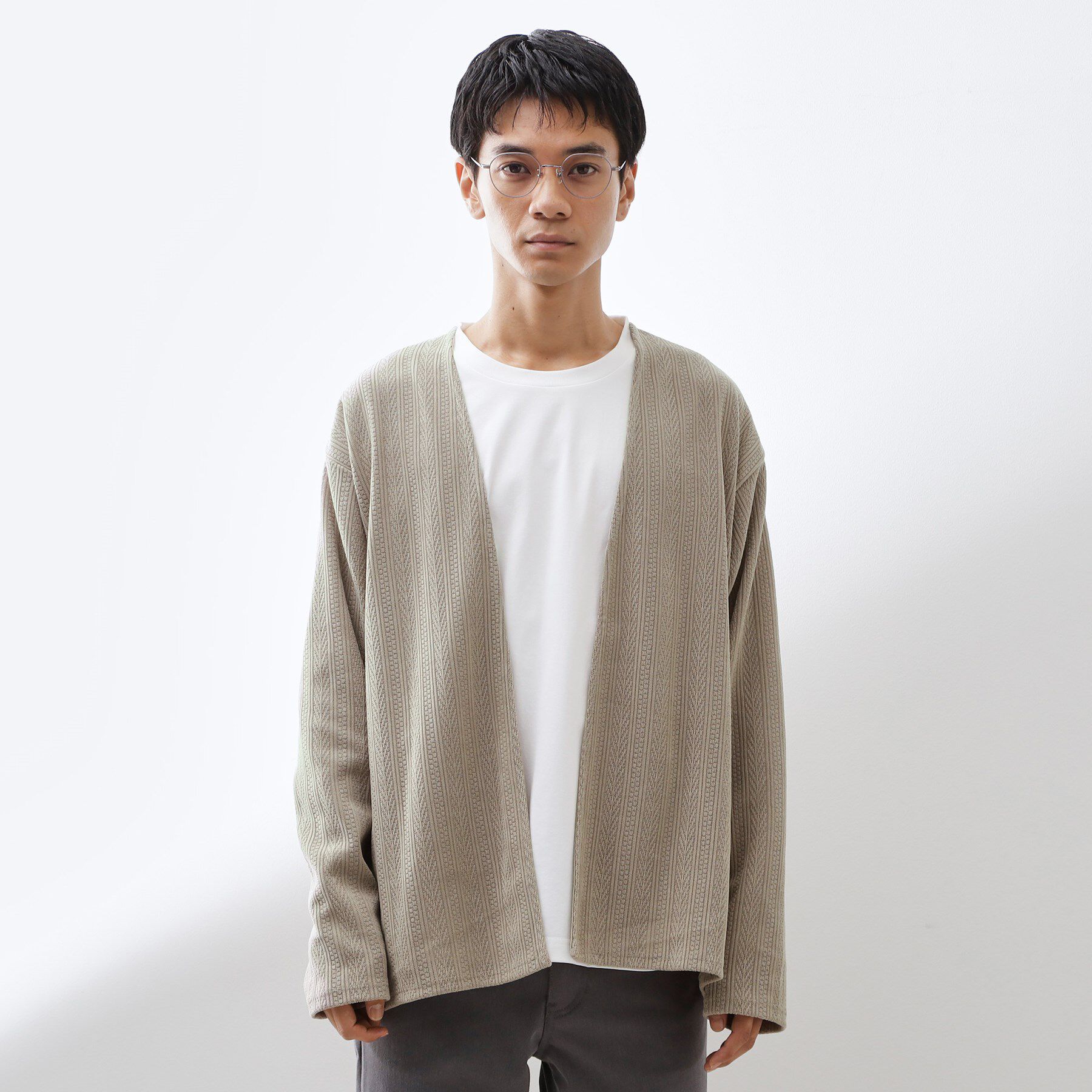 THE SHOP TK「【セットでお買い得！】モールニットカーディガン＋長袖Tシャツ　洗濯機OK/吸水速乾・毛玉になりにくい」|カーディガン|