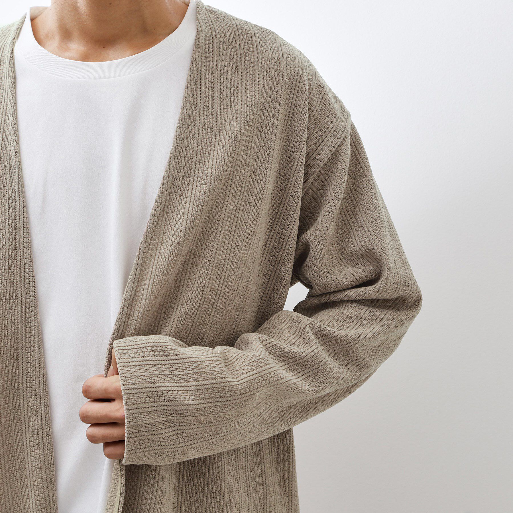 THE SHOP TK「【セットでお買い得！】モールニットカーディガン＋長袖Tシャツ　洗濯機OK/吸水速乾・毛玉になりにくい」|カーディガン|