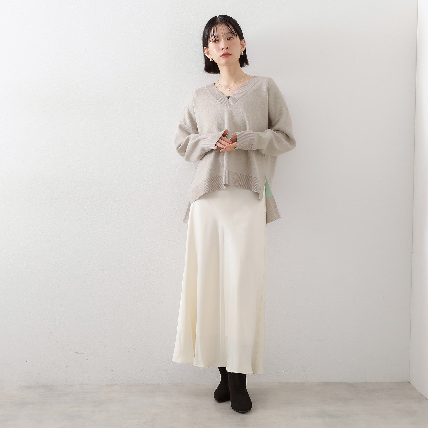 THE SHOP TK「【体型カバー】ゆったり サイドスリットニット」|ニット・セーター|