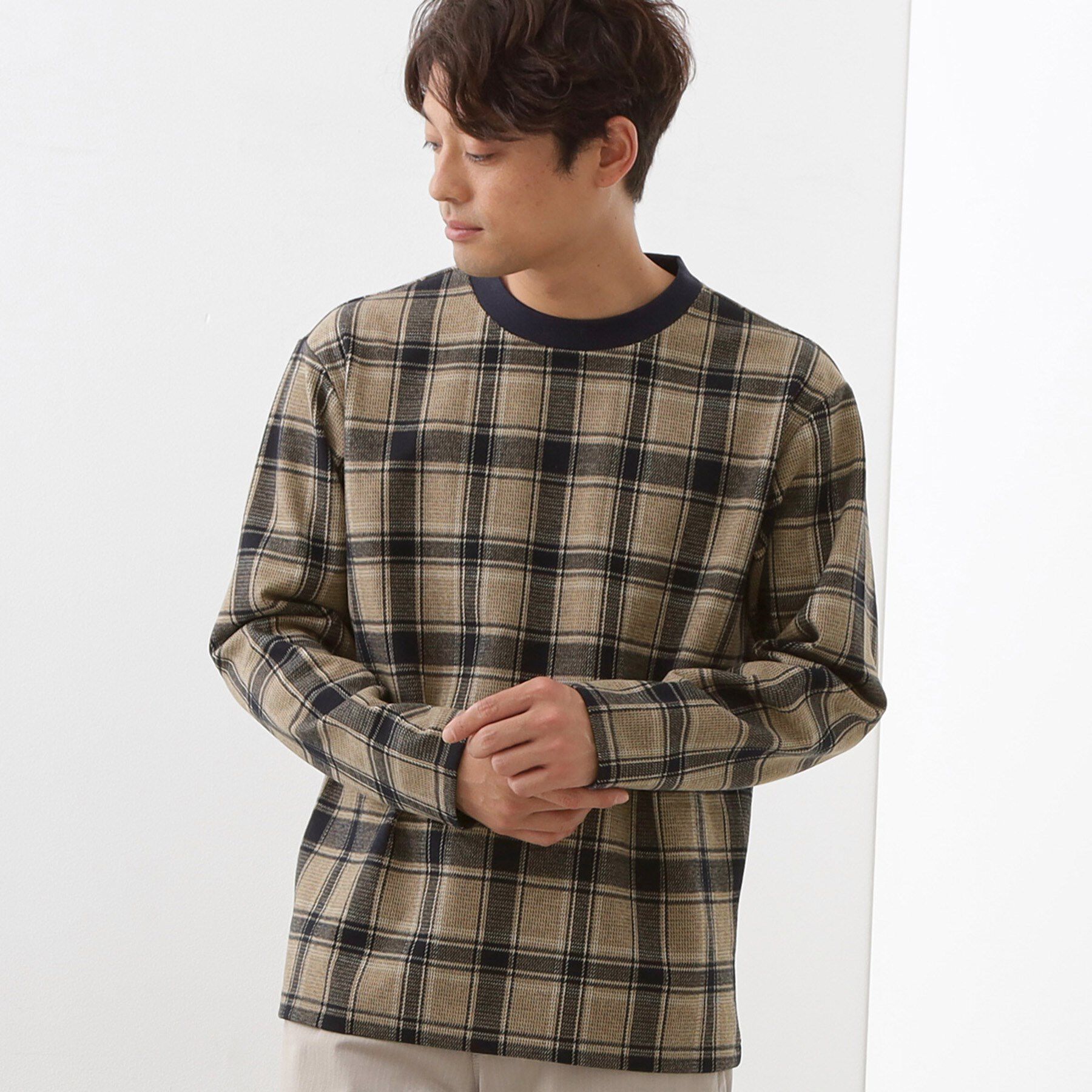 THE SHOP TK「チェックジャカードプルオーバー」|Tシャツ・カットソー|ブルー(293)