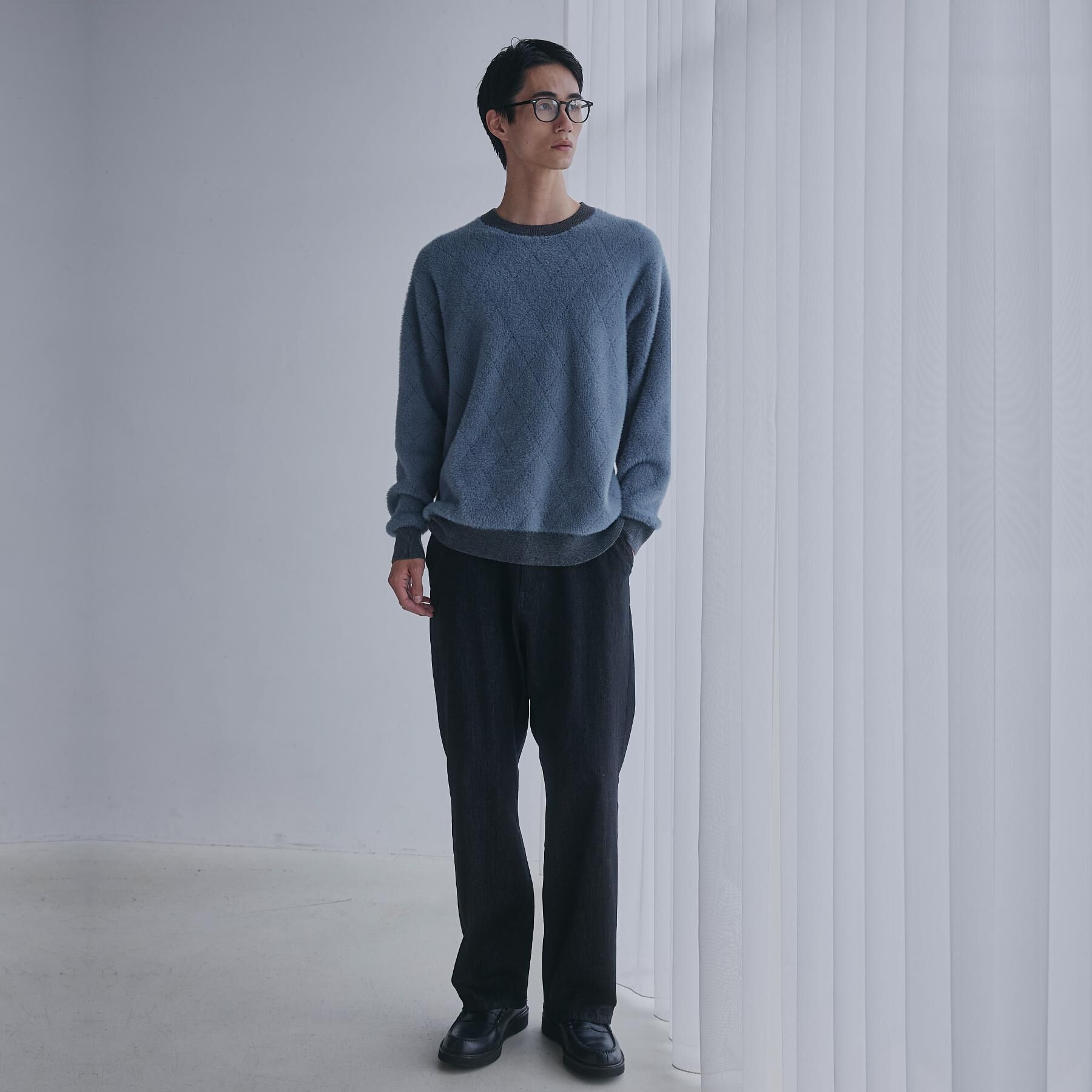 THE SHOP TK「【ふんわり心地いい肌触り】　ダイヤ柄シャギーニット」|ニット・セーター|