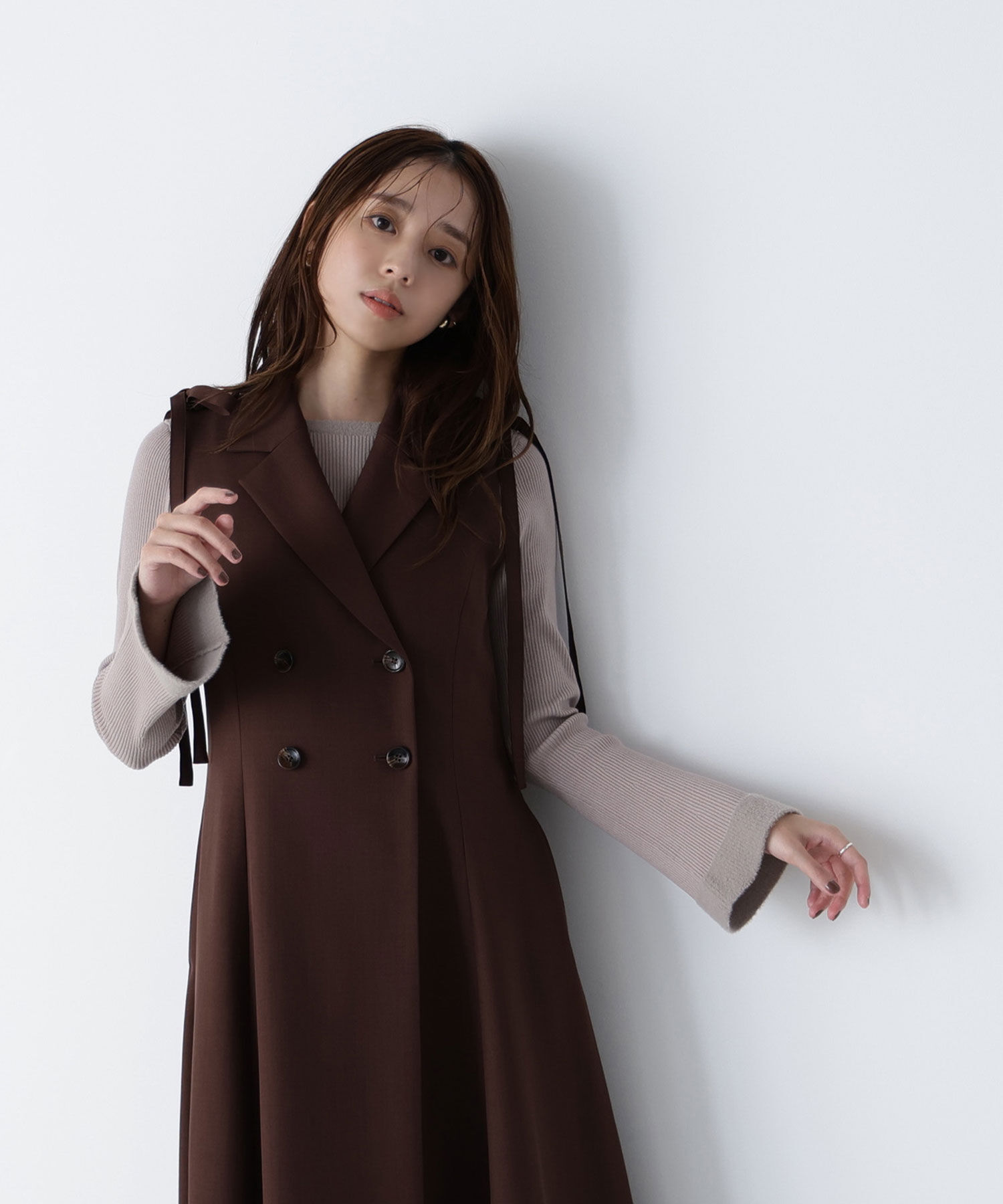  「ミニシャギートリムニット」|ニット・セーター|ベージュ