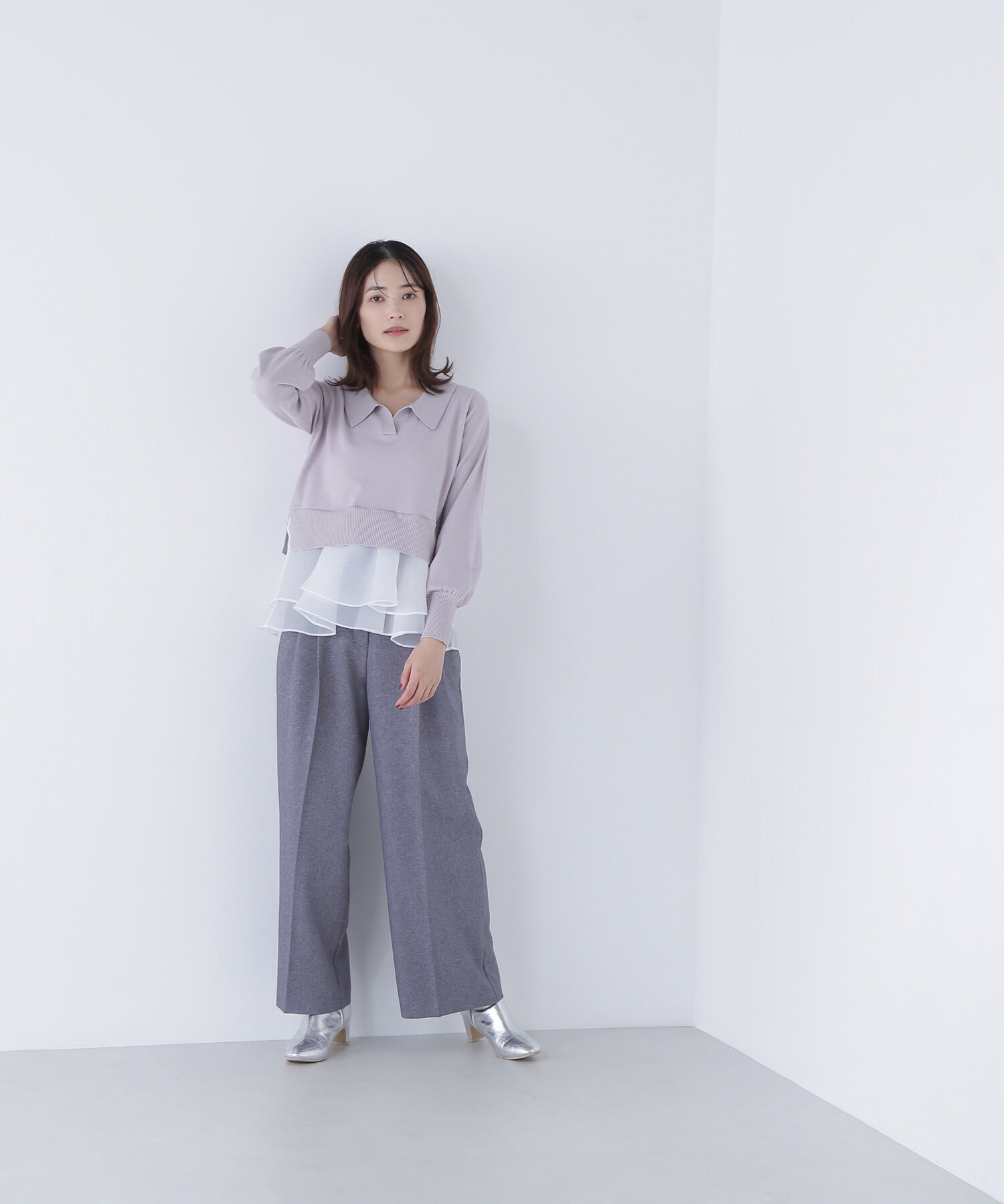  「オーガンドッキングスキッパーニット」|ニット・セーター|