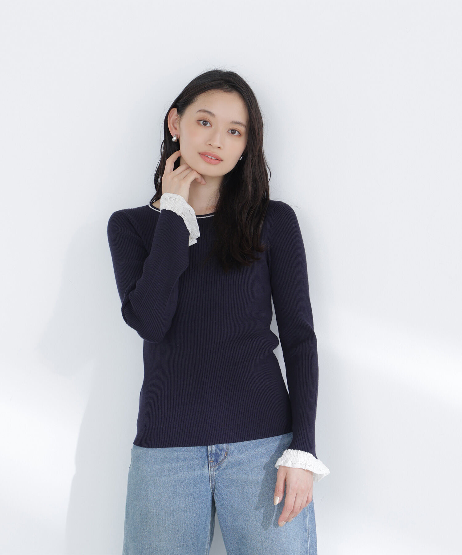  「レーシーカフスリブニット」|ニット・セーター|