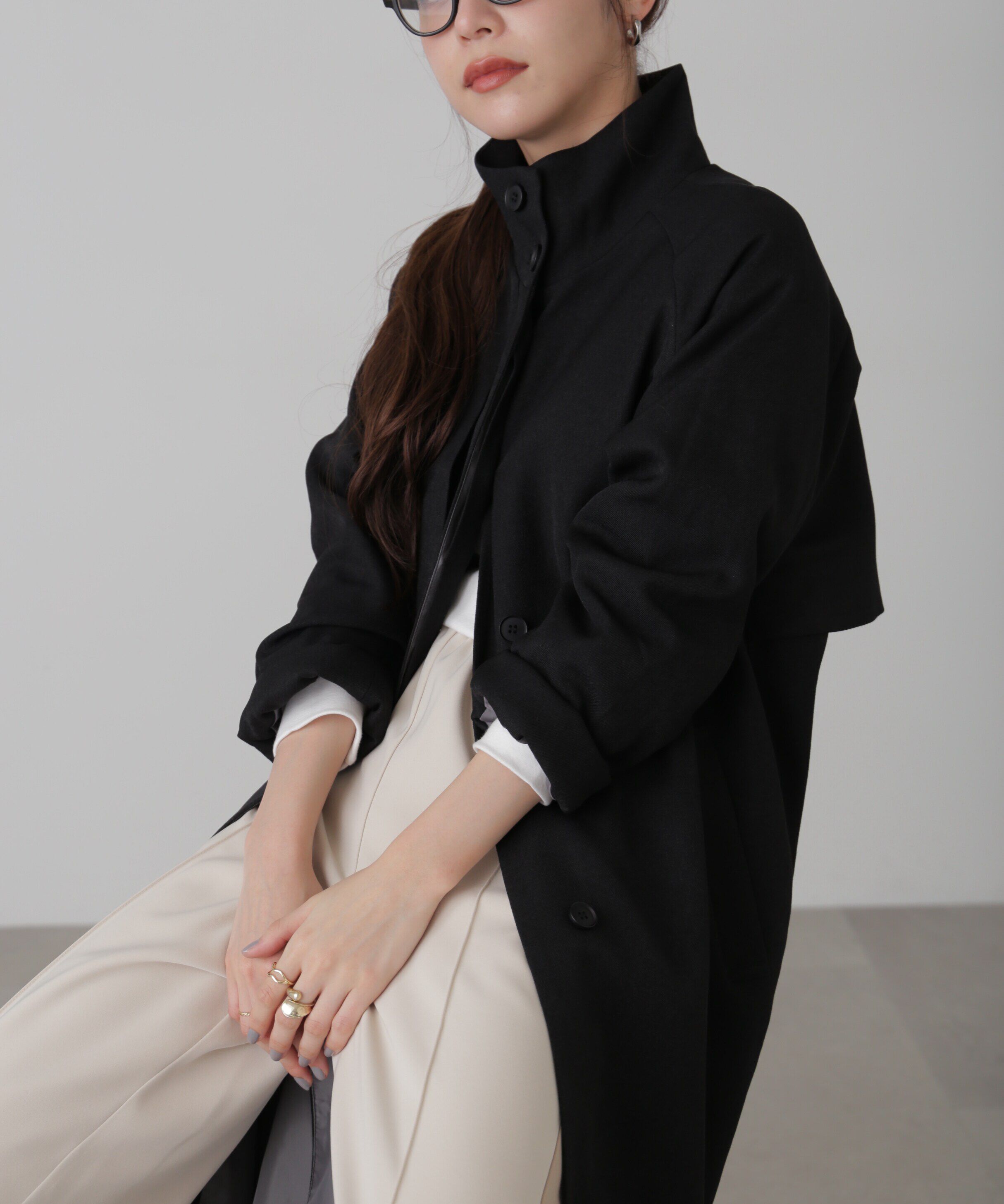  「ポリエステルツイルスタンドネックコート」|その他|