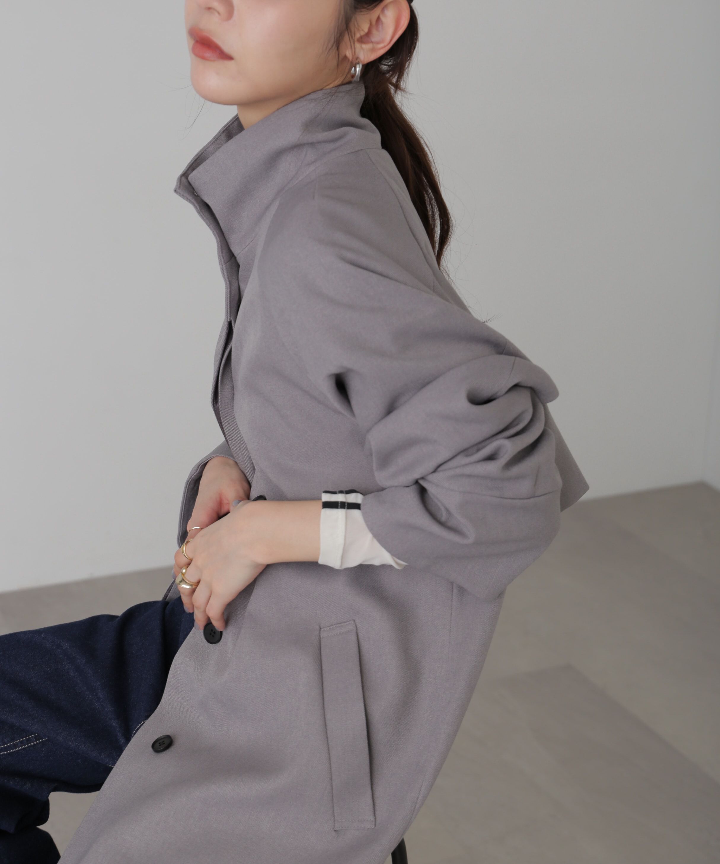  「ポリエステルツイルスタンドネックコート」|その他|