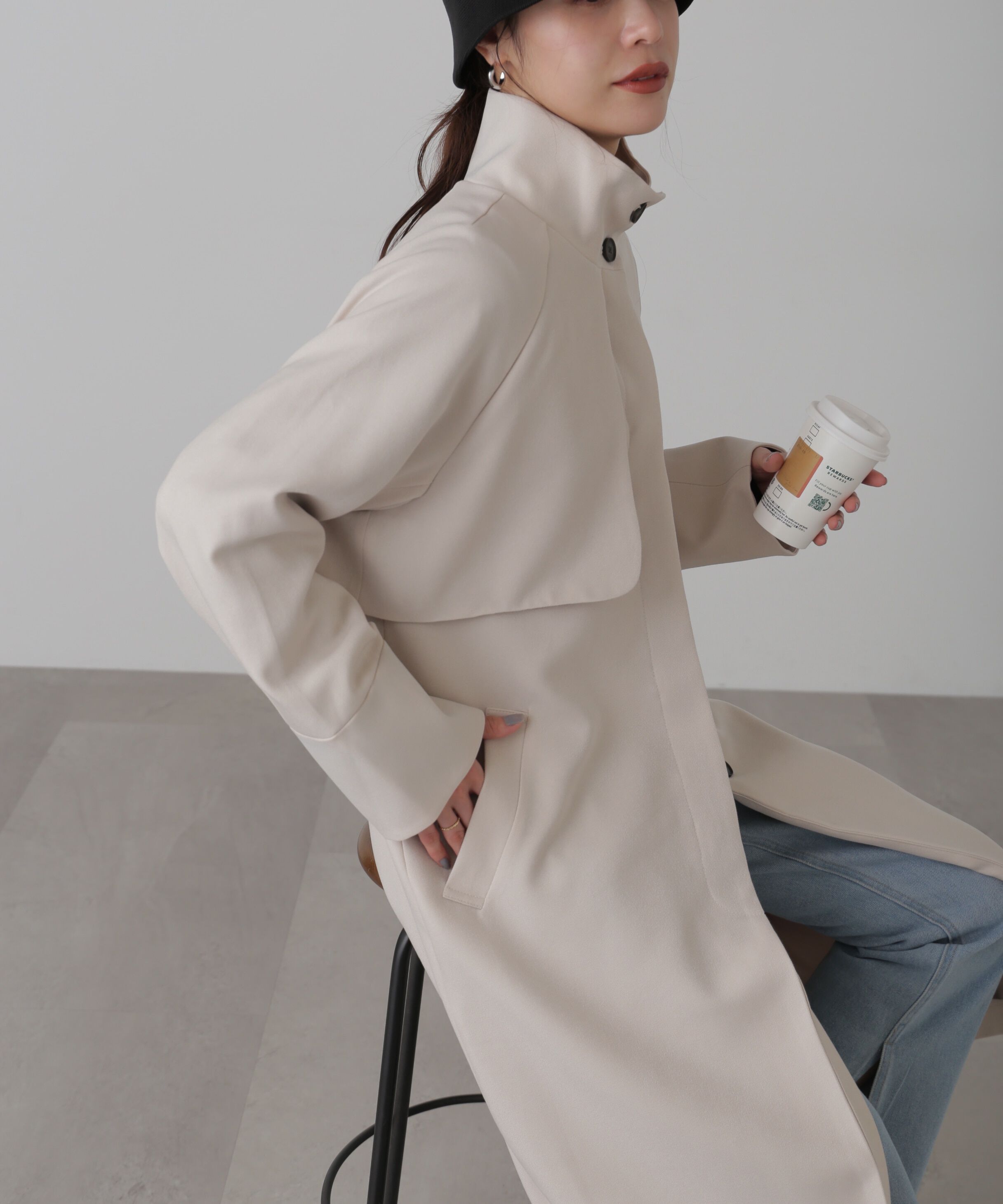  「ポリエステルツイルスタンドネックコート」|その他|