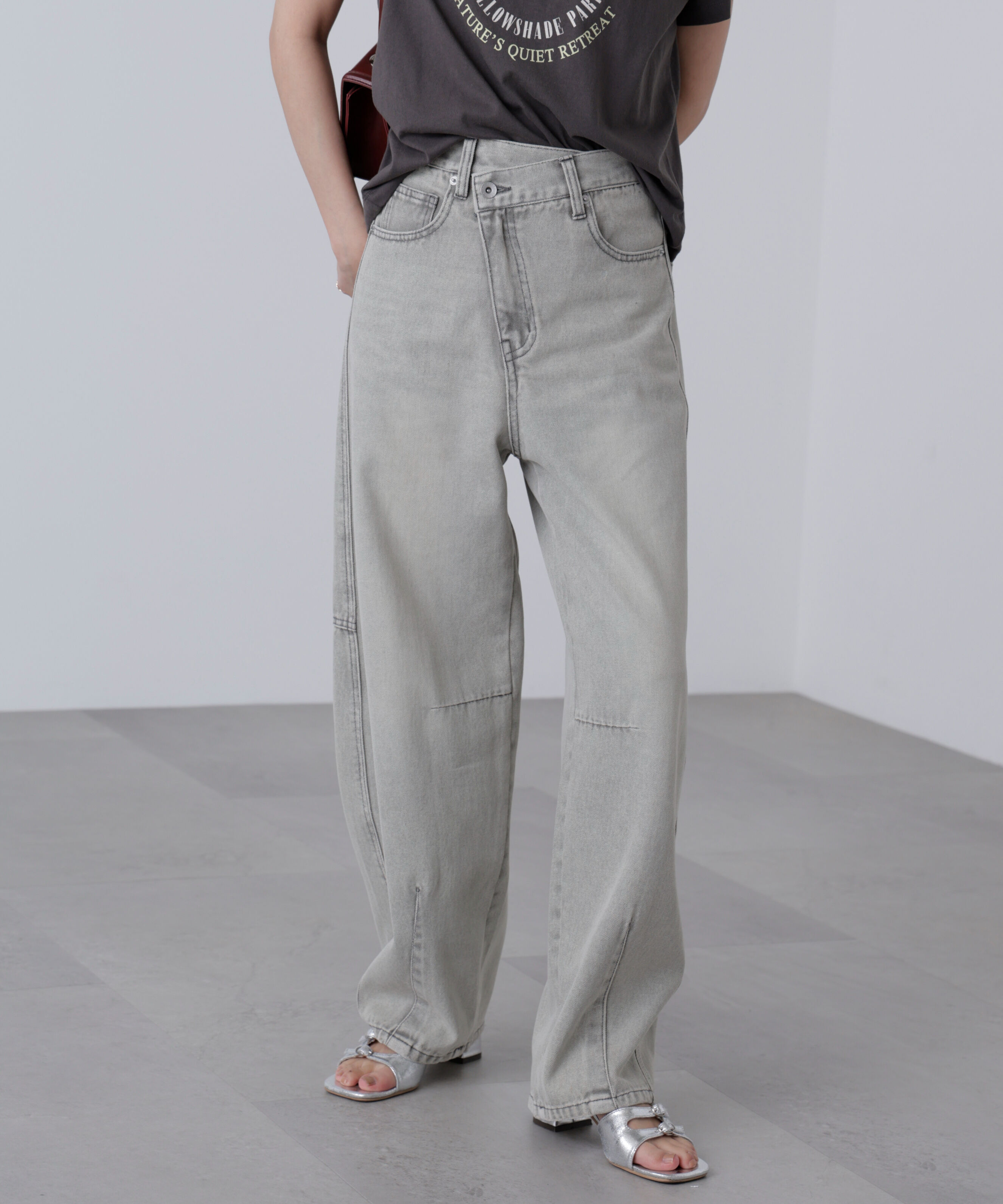  「[低身長サイズ/Sシリーズ]アシメベルトコクーンデニムパンツ」|その他|