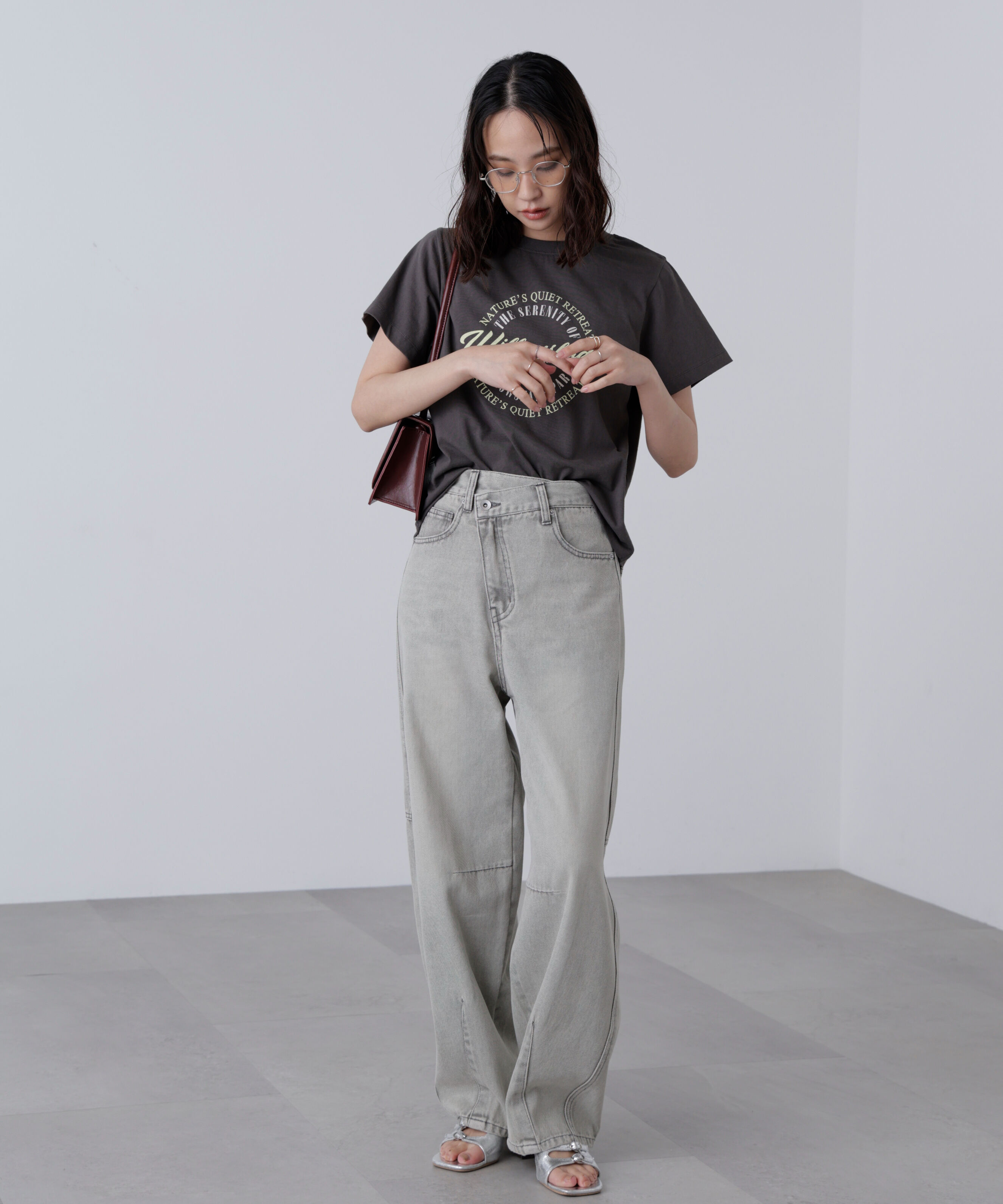  「[低身長サイズ/Sシリーズ]アシメベルトコクーンデニムパンツ」|その他|